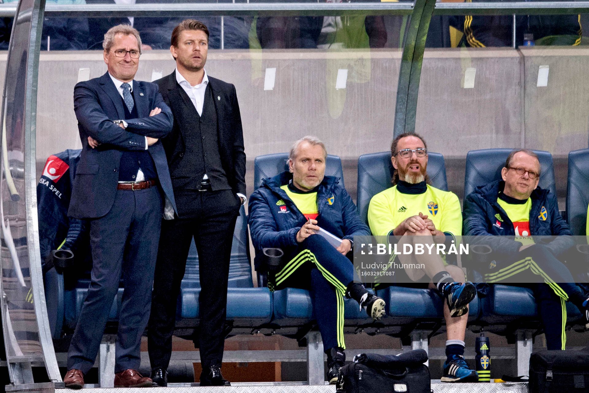 Sveriges förbundskapten Erik Hamrén och players manager