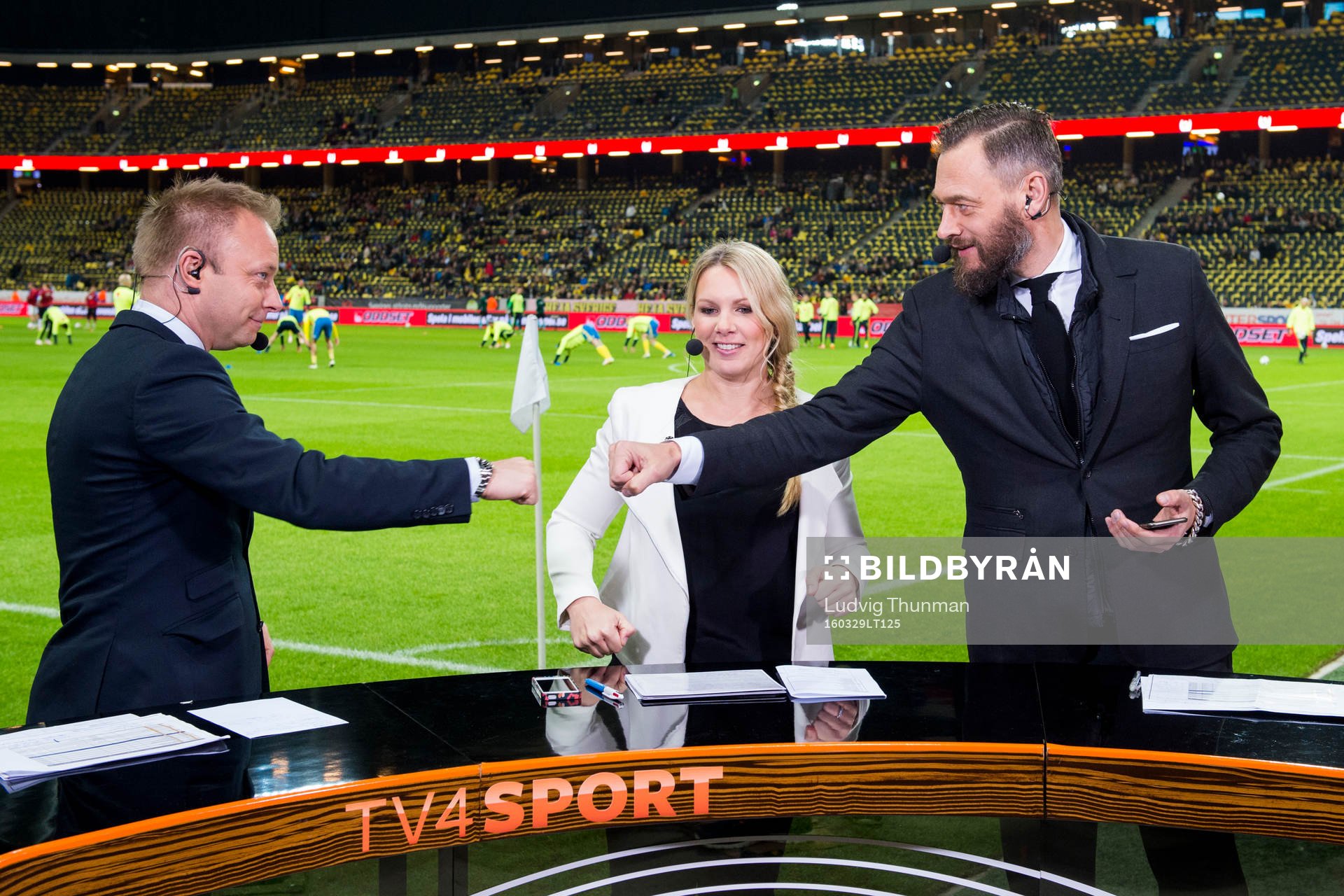 TV4 sports studion med experterna Anders Andersson, Anna