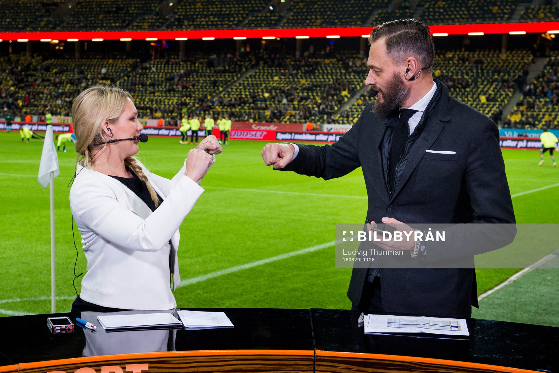 TV4 sports studion med experterna Anna Brolin och Olof