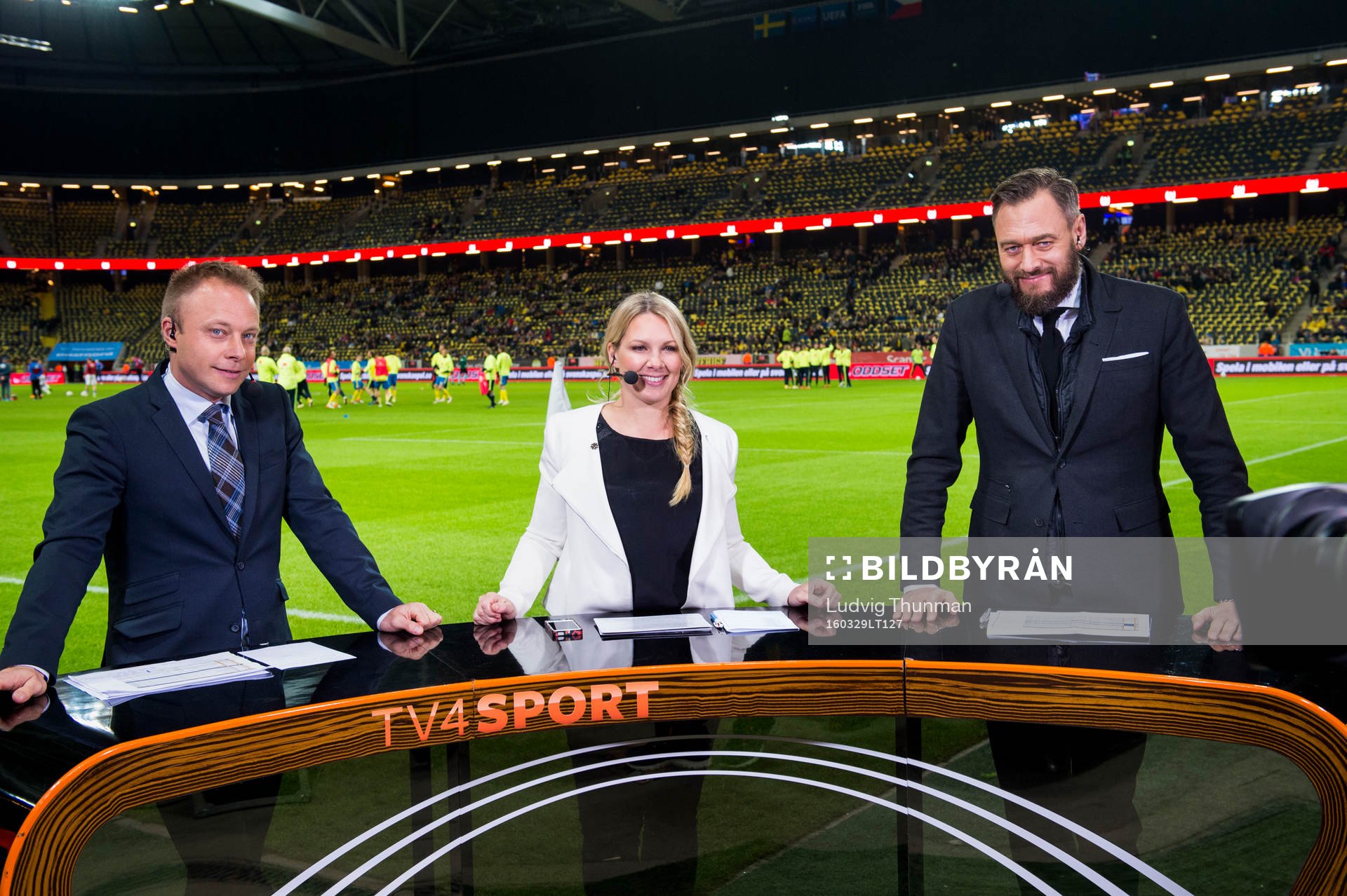 TV4 sports studion med experterna Anders Andersson, Anna