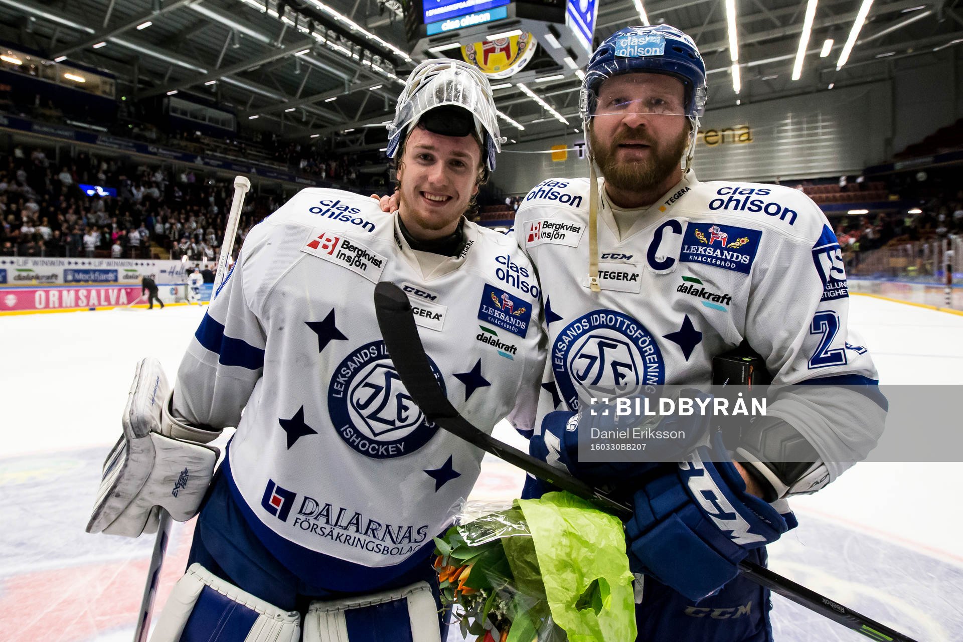Leksands målvakt Henrik Haukeland Jonas Frögren glada
