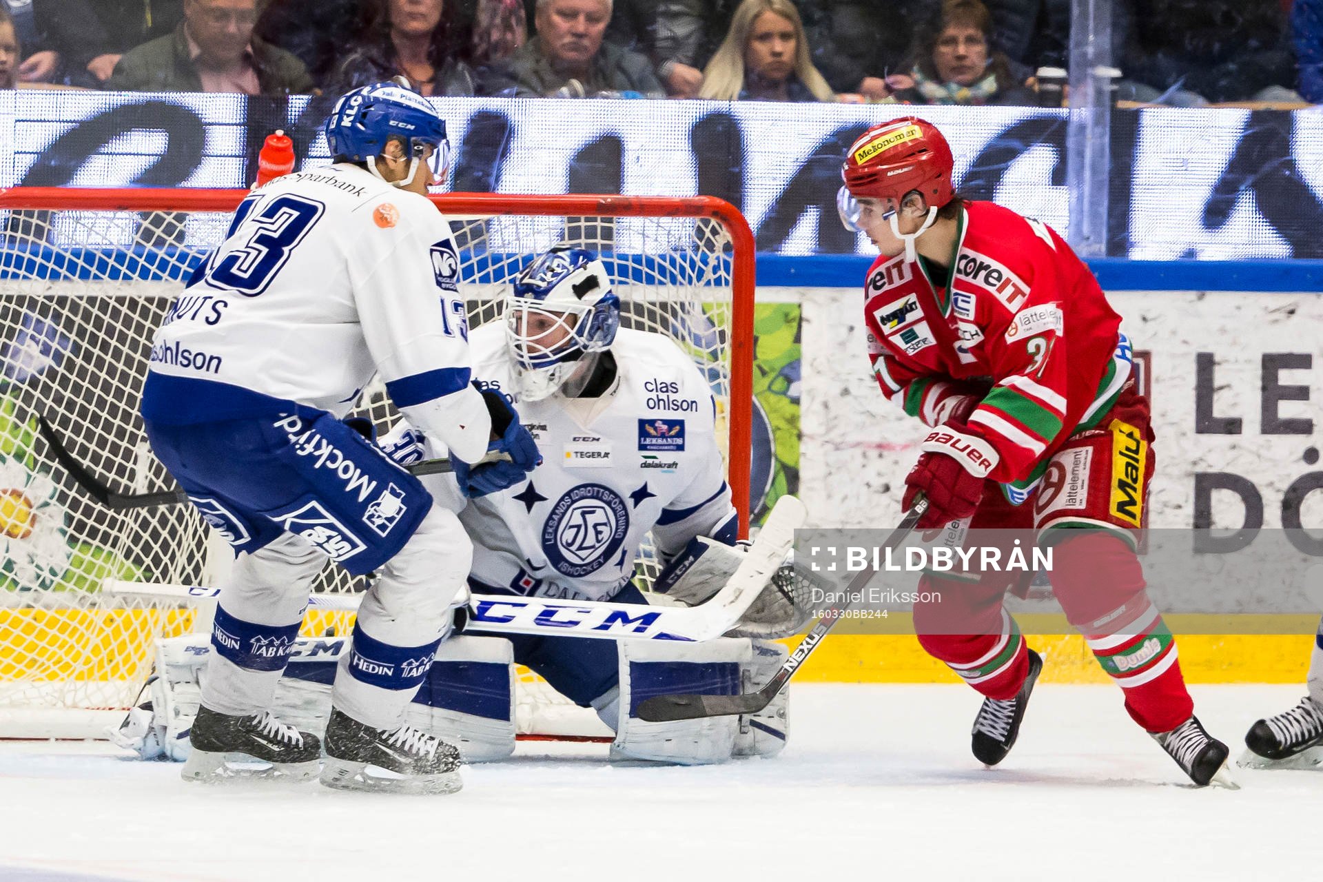 Leksands Jon Knuts målvakt Henrik Haukeland Modos Gustav