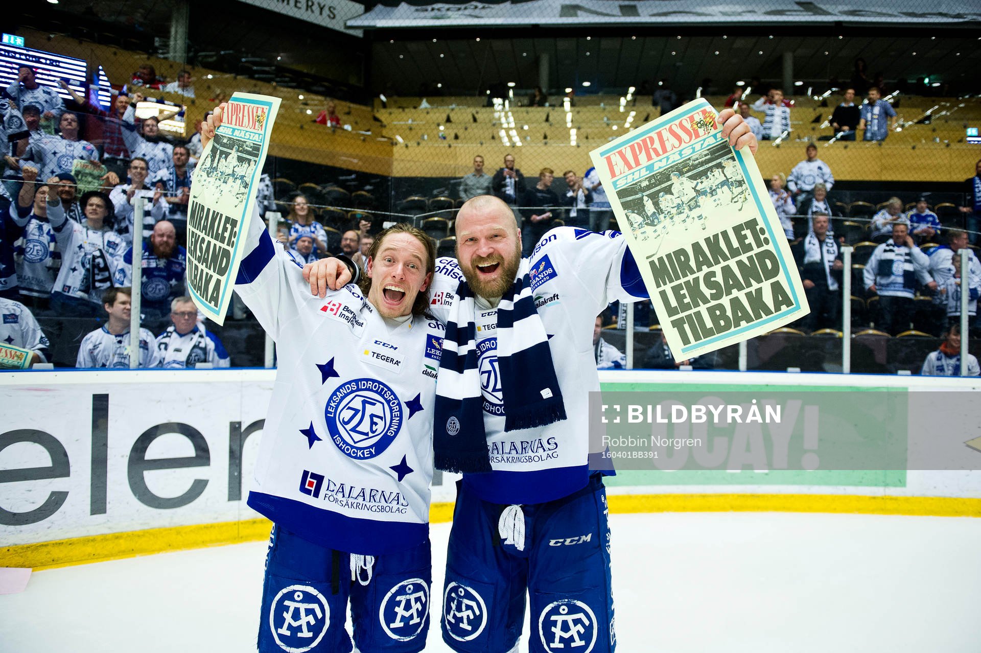 Leksands Brock Montpetit och Jonas Frögren jublar