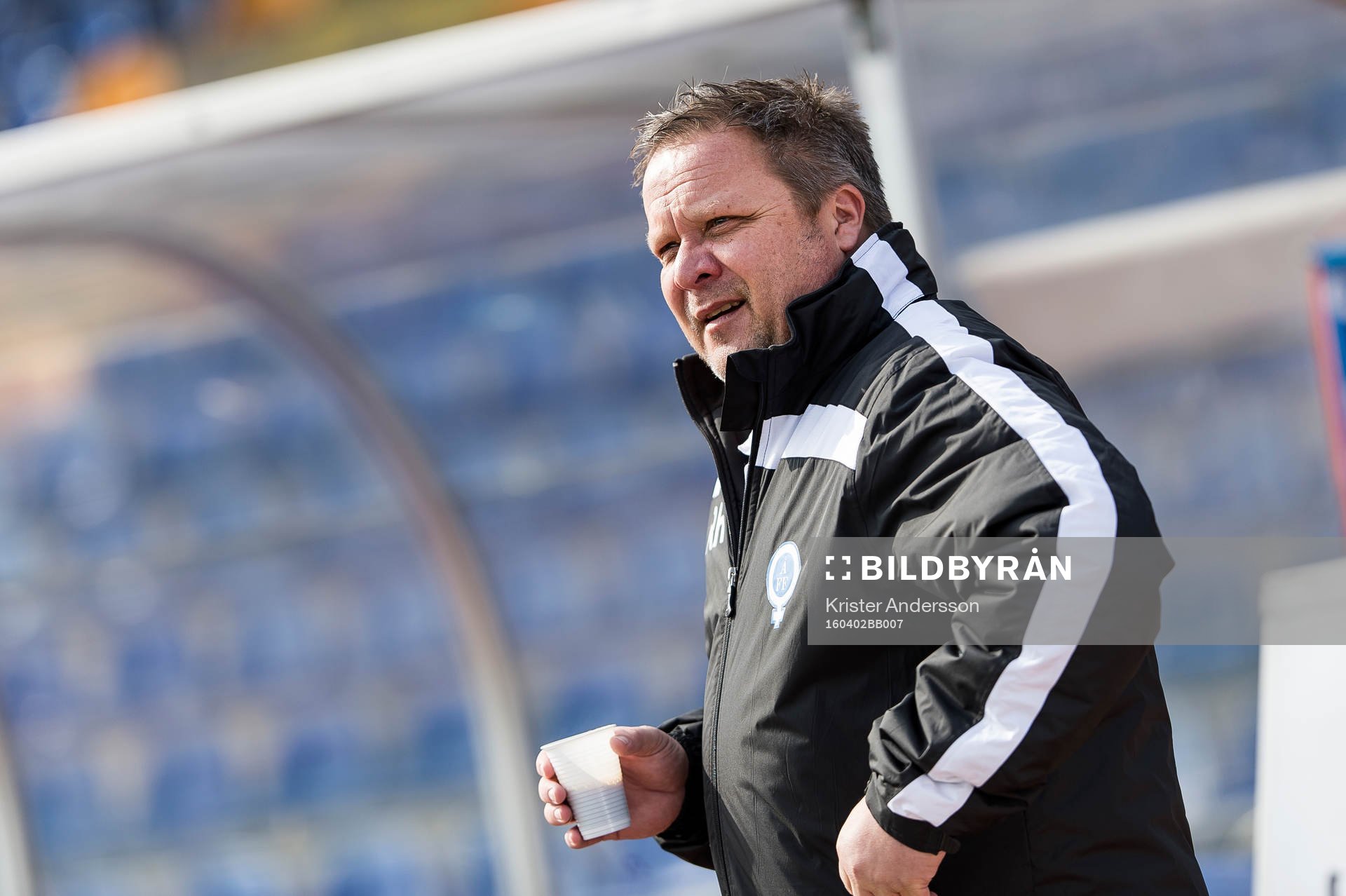 Åtvidabergs tränare Roar Hansen före fotbollsmatchen i