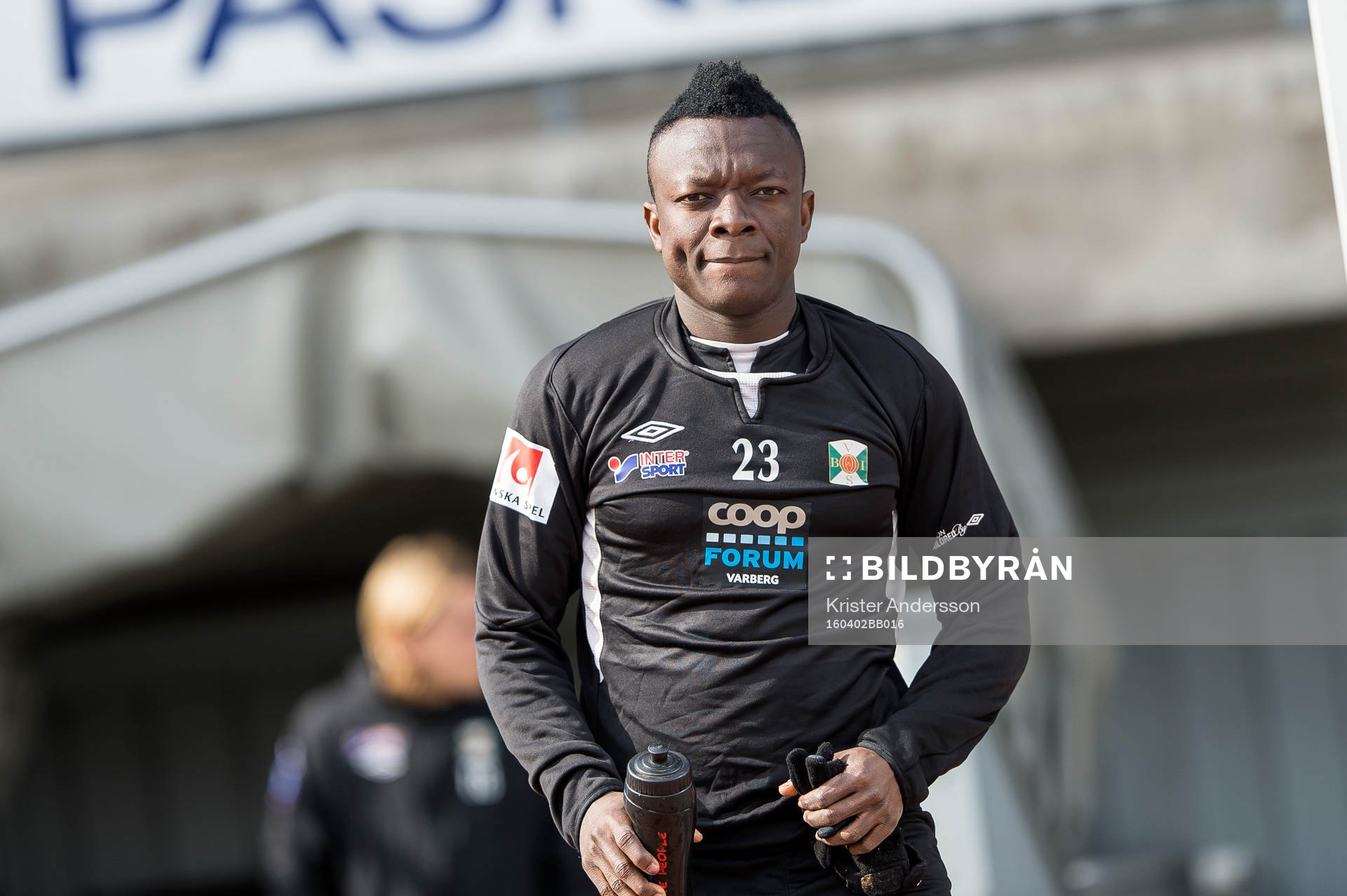 Varbergs Thomas Boakye före fotbollsmatchen i Superettan