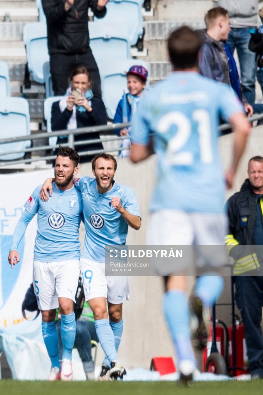 Malmö FFs Erdal Rakip och Magnus Wolff Eikrem jublar