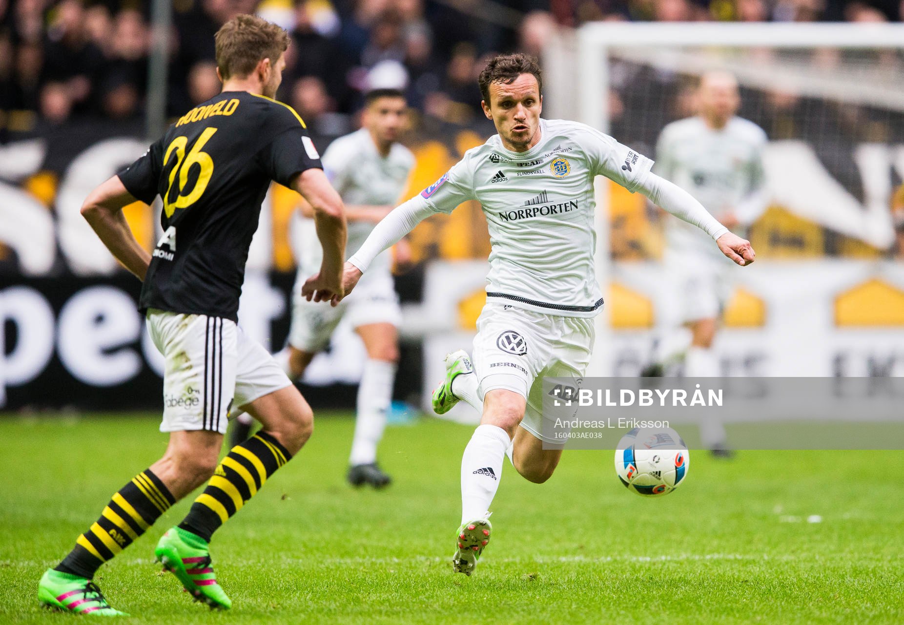 Sundsvalls Shaeptim Hasani under fotbollsmatchen i Allsvenskan mellan AIK och GIF Sundsvall den 3 april 2016 i Stockholm. 