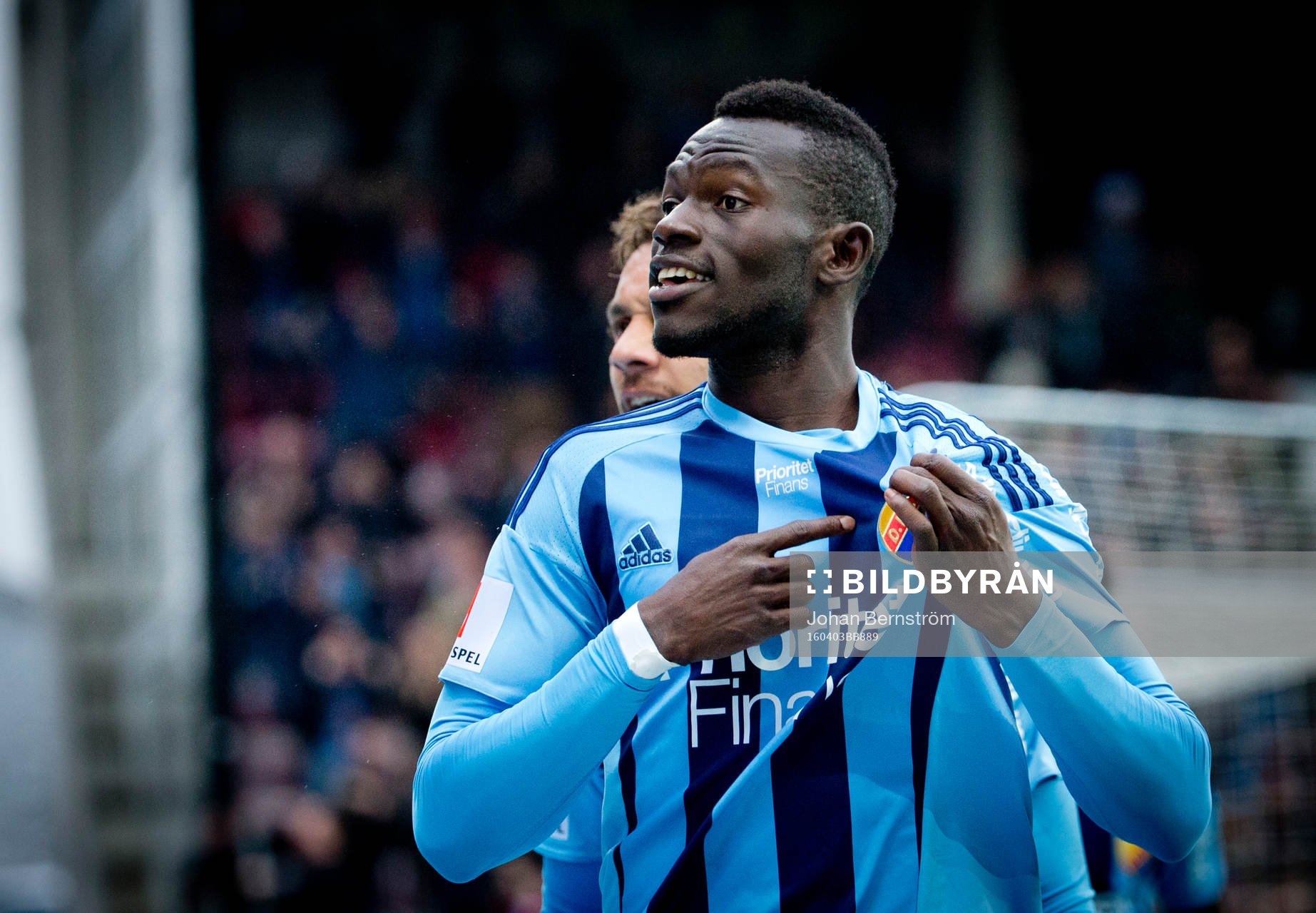 Djurgårdens Omar Colley gör 0-2 och jublar