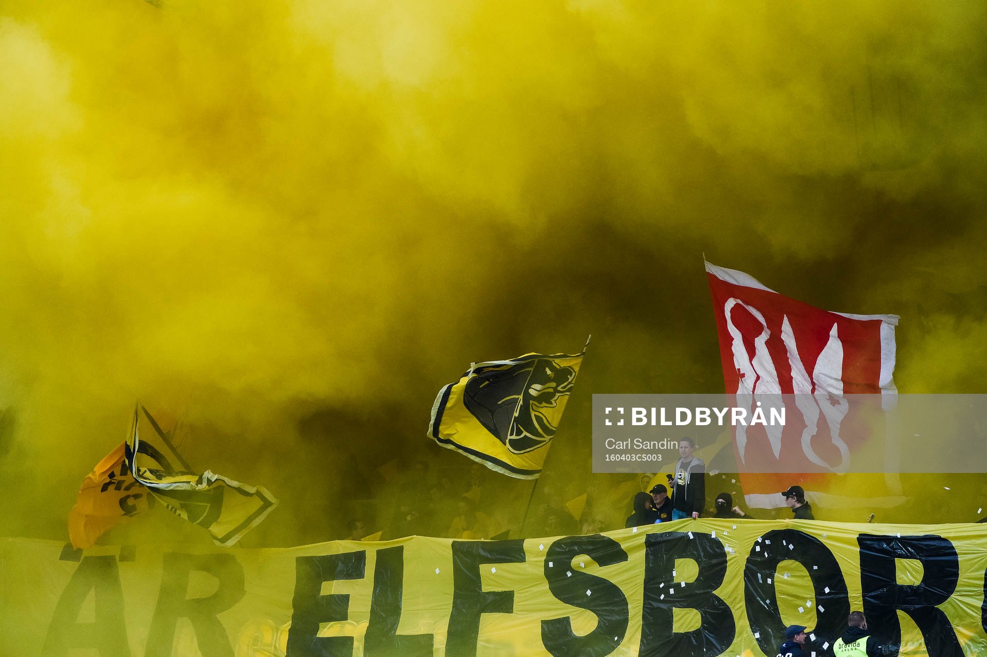 Elfsborgs supportrar före fotbollsmatchen i Allsvenskan