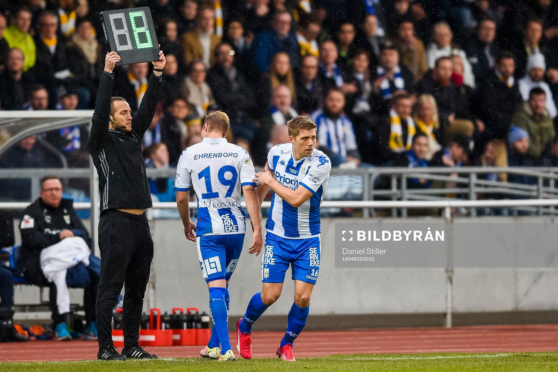 Byte mellan IFK Göteborgs Gustav Engvall och Mikael Boman