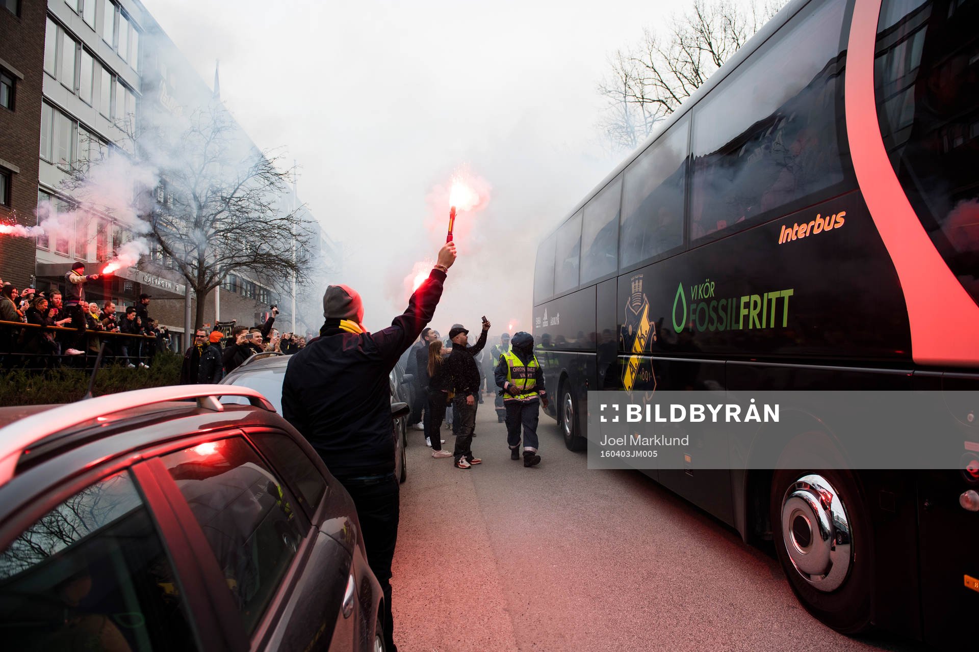 s spelarbuss före  fotbollsmatchen i Allsvenskan mellan