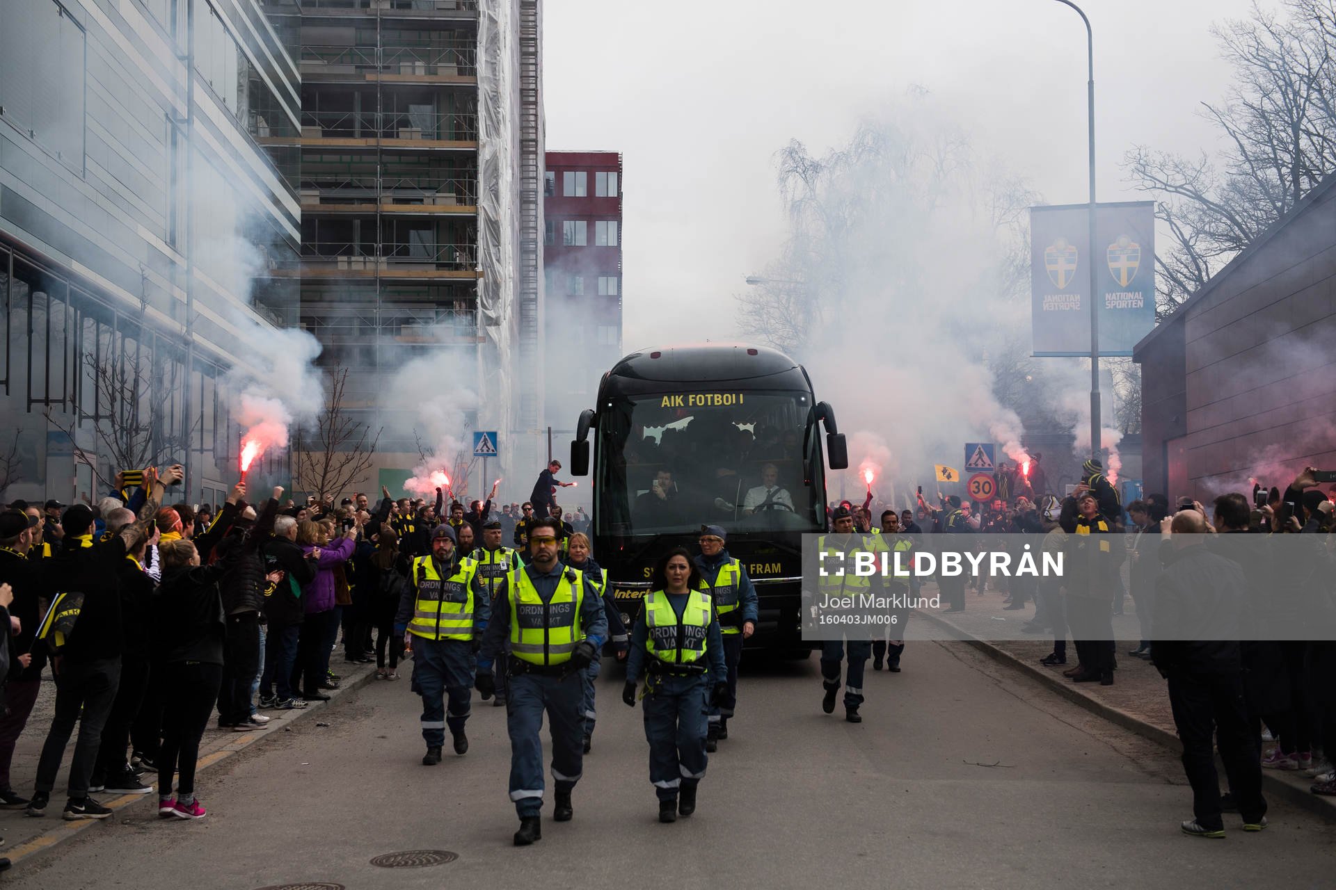 s spelarbuss före  fotbollsmatchen i Allsvenskan mellan