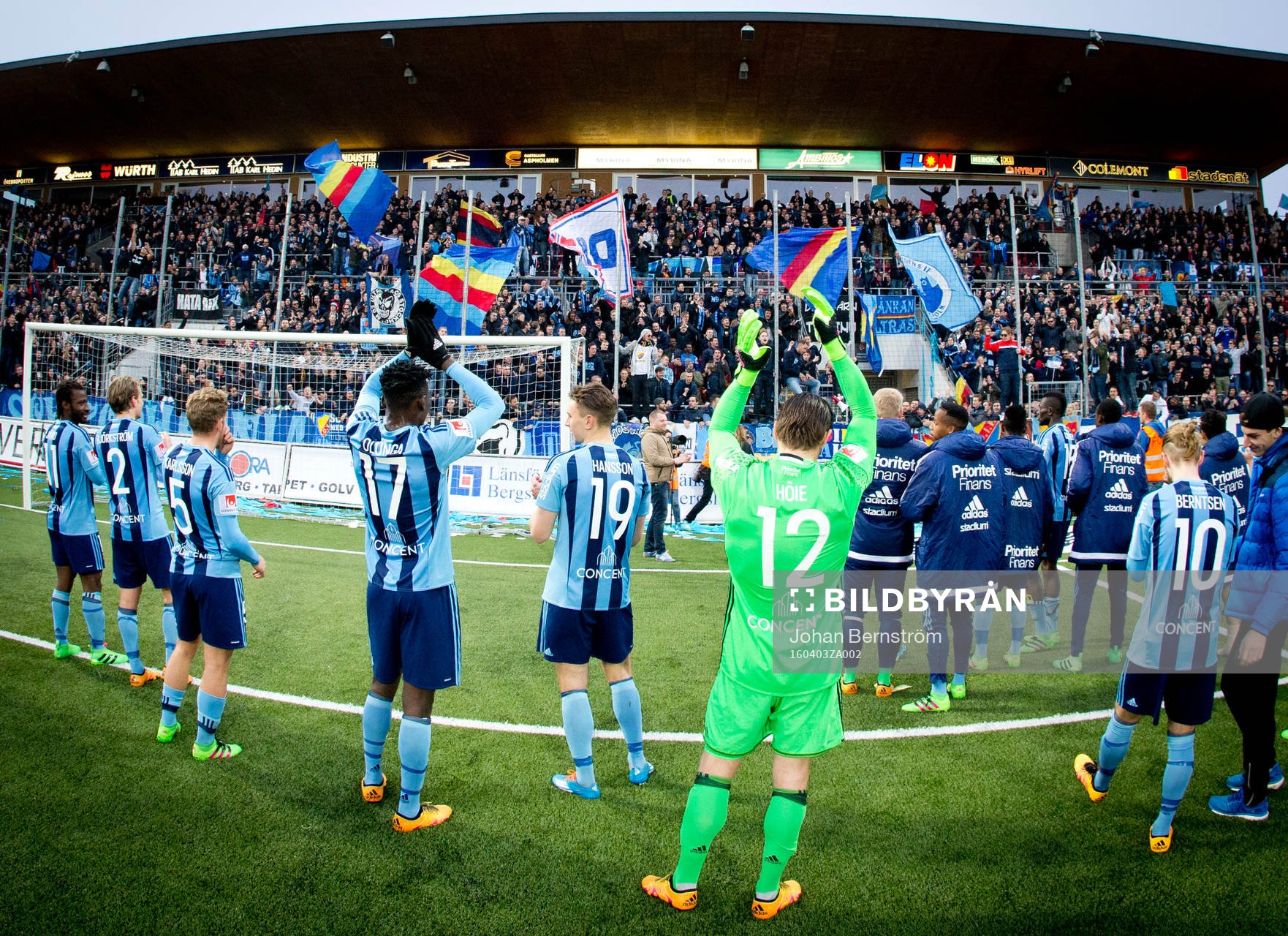 Djurgårdens målvakt Kenneth Høie, Michael Olunga, Marcus