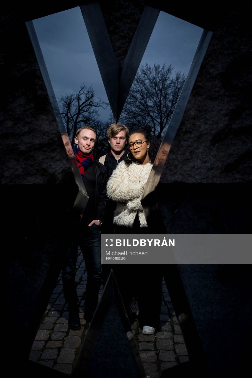 Örgryte supportrarna Oskar Ångermark, Felix Jonsson och