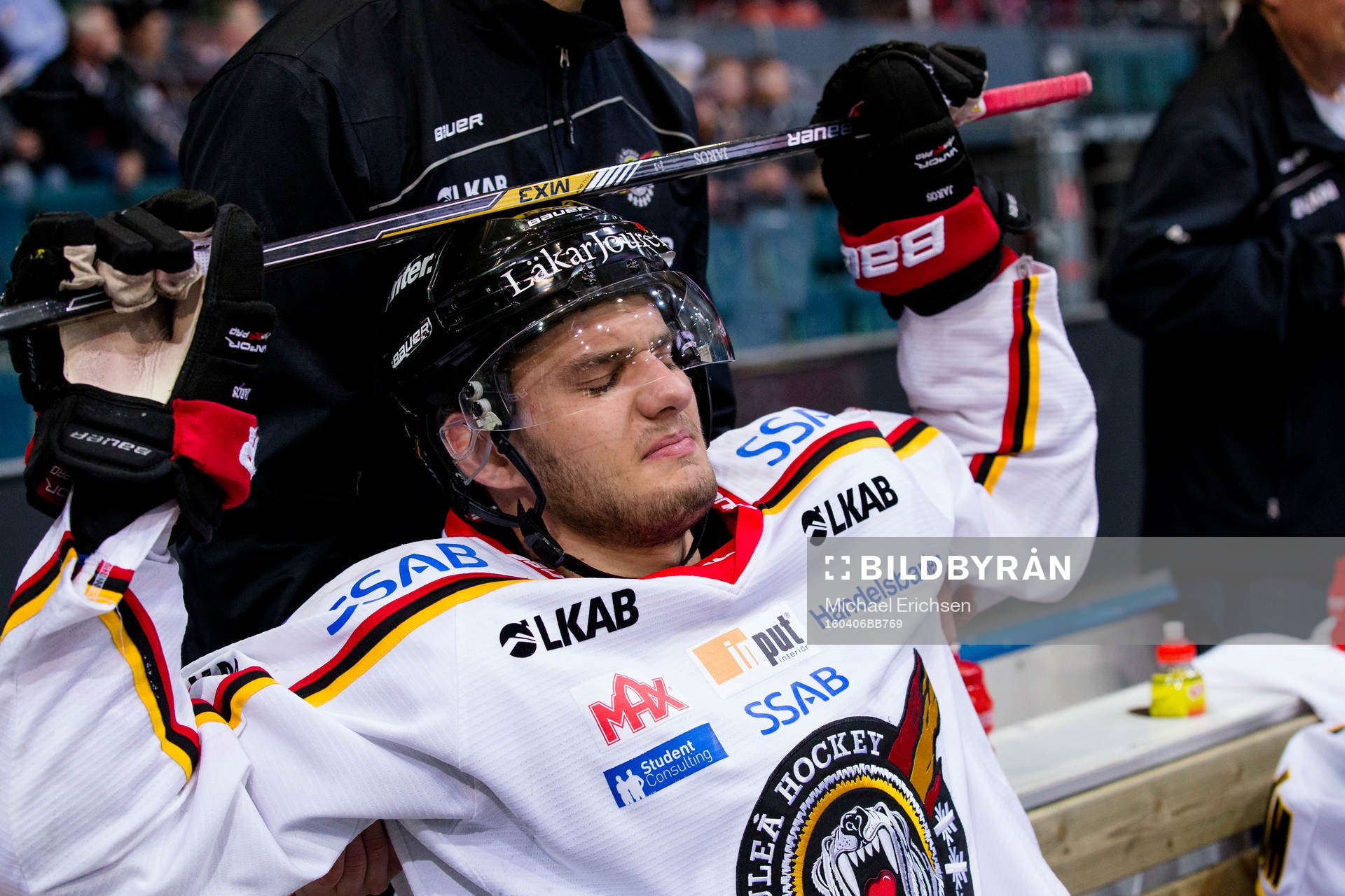 Luleås Christian Jaros grimaserar