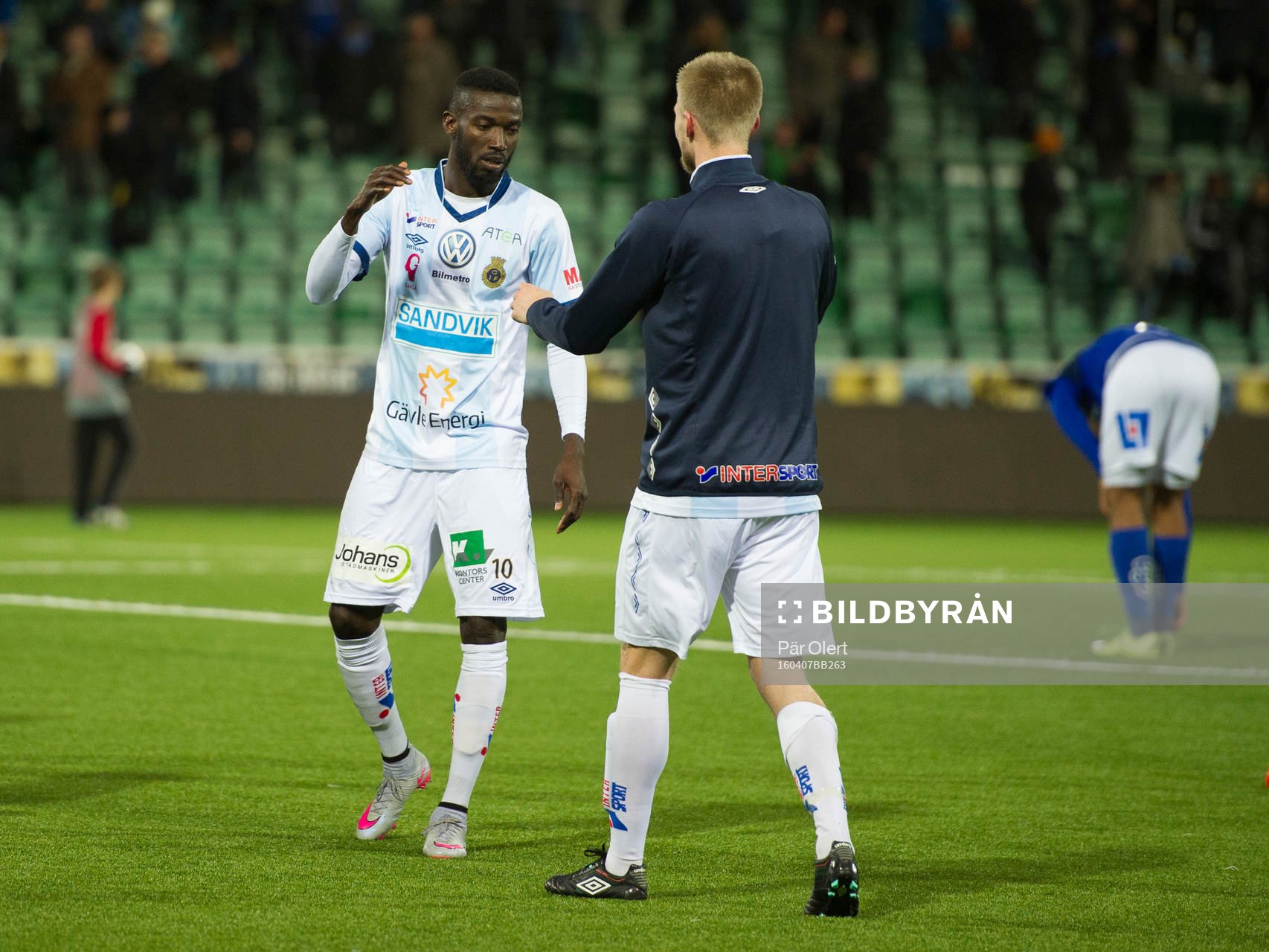 Gefles Dioh Williams jublar efter vinst under fotbollsmatchen i Allsvenskan mellan GIF Sundsvall och Gefle IF den 7 April 2016 i Sundsvall.