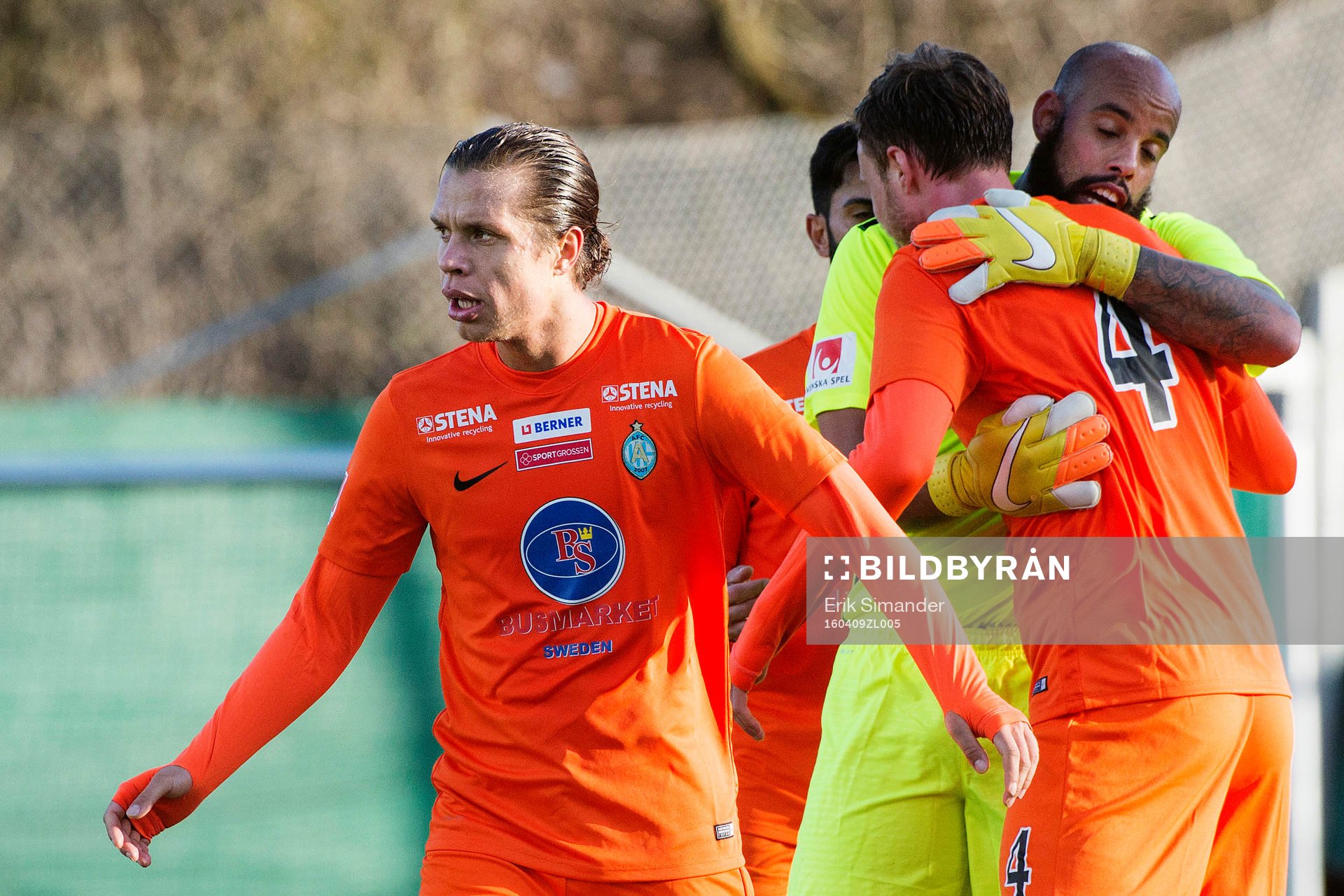 Athletics Erik Figueroa jublar efter fotbollsmatchen i Superettan mellan AFC United och GAIS den 9 april i Stockholm.