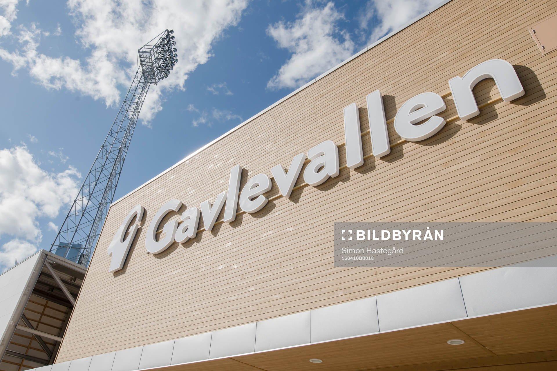 Exteriörbild på Gavelvallen före  fotbollsmatchen i