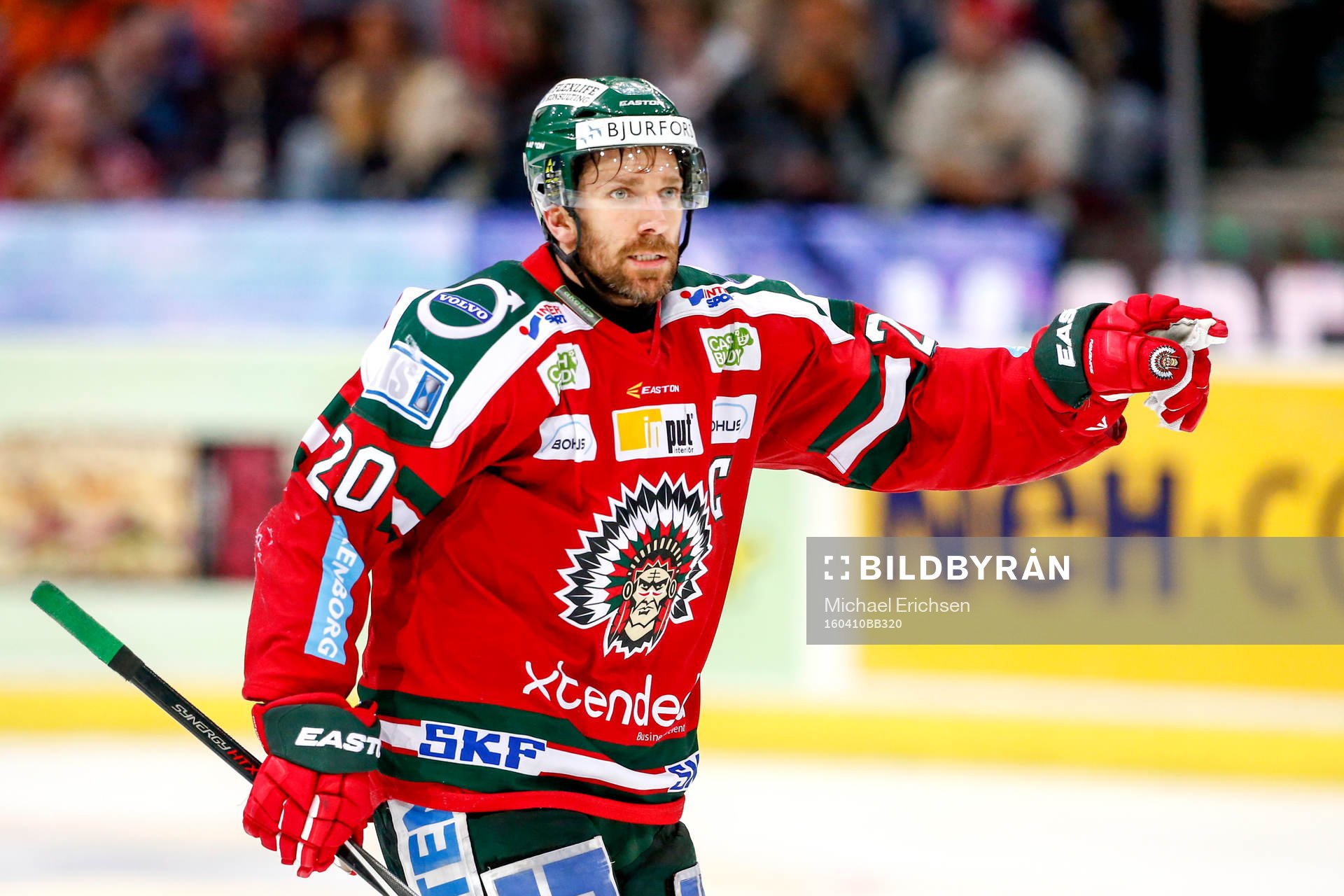 Frölundas Joel Lundqvist är irriterad på domaren