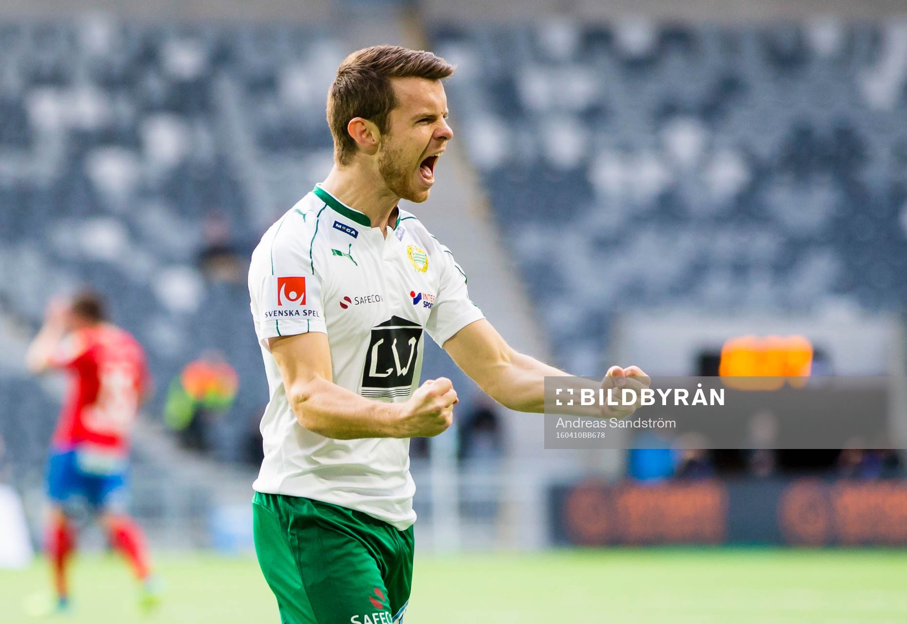 Hammarbys Måns Söderqvist firar 4-1 målet