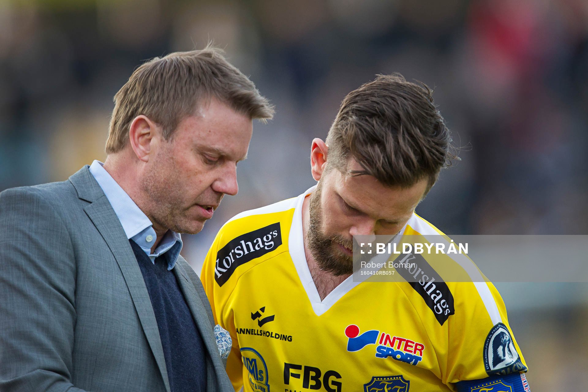 Falkenbergs tränare Hans Eklund och Falkenbergs lagkapten