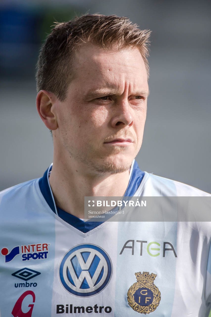 Gefles Jens Portin före fotbollsmatchen i Allsvenskan