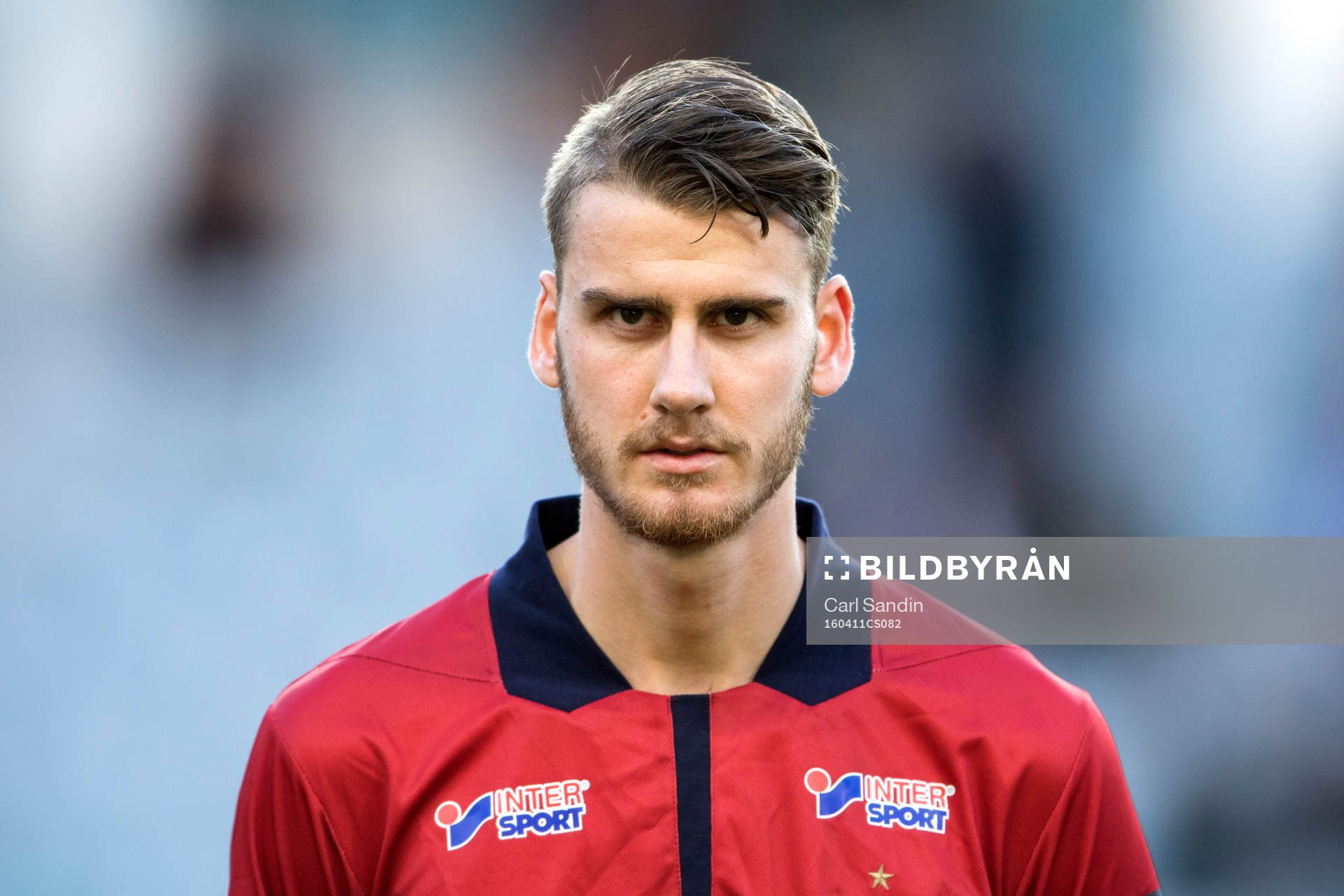 Örgrytes Johan Hammar vid lineup innan fotbollsmatchen i