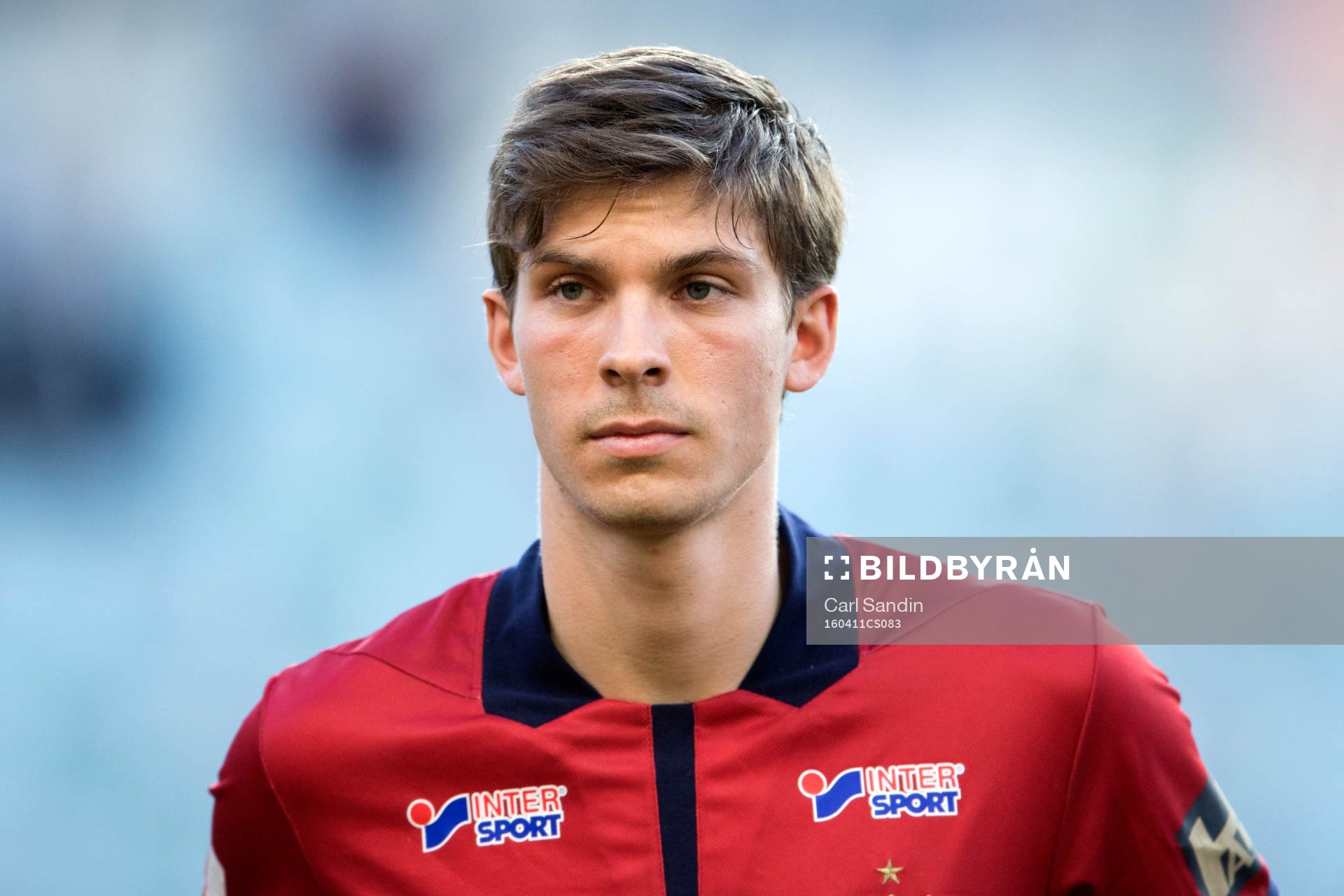 Örgrytes Daniel Paulson vid lineup innan fotbollsmatchen i