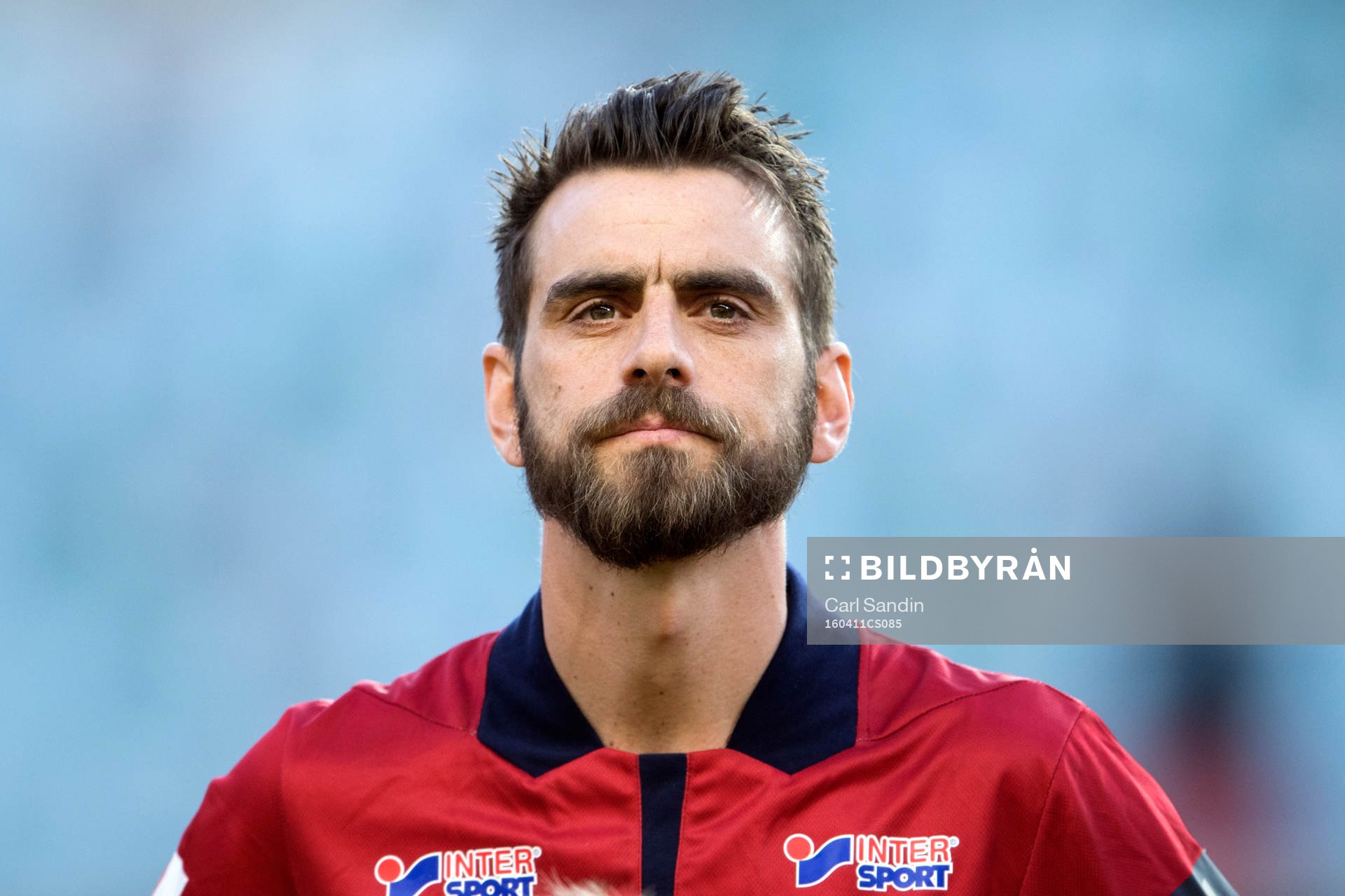 Örgrytes Björn Anklev vid lineup innan fotbollsmatchen i