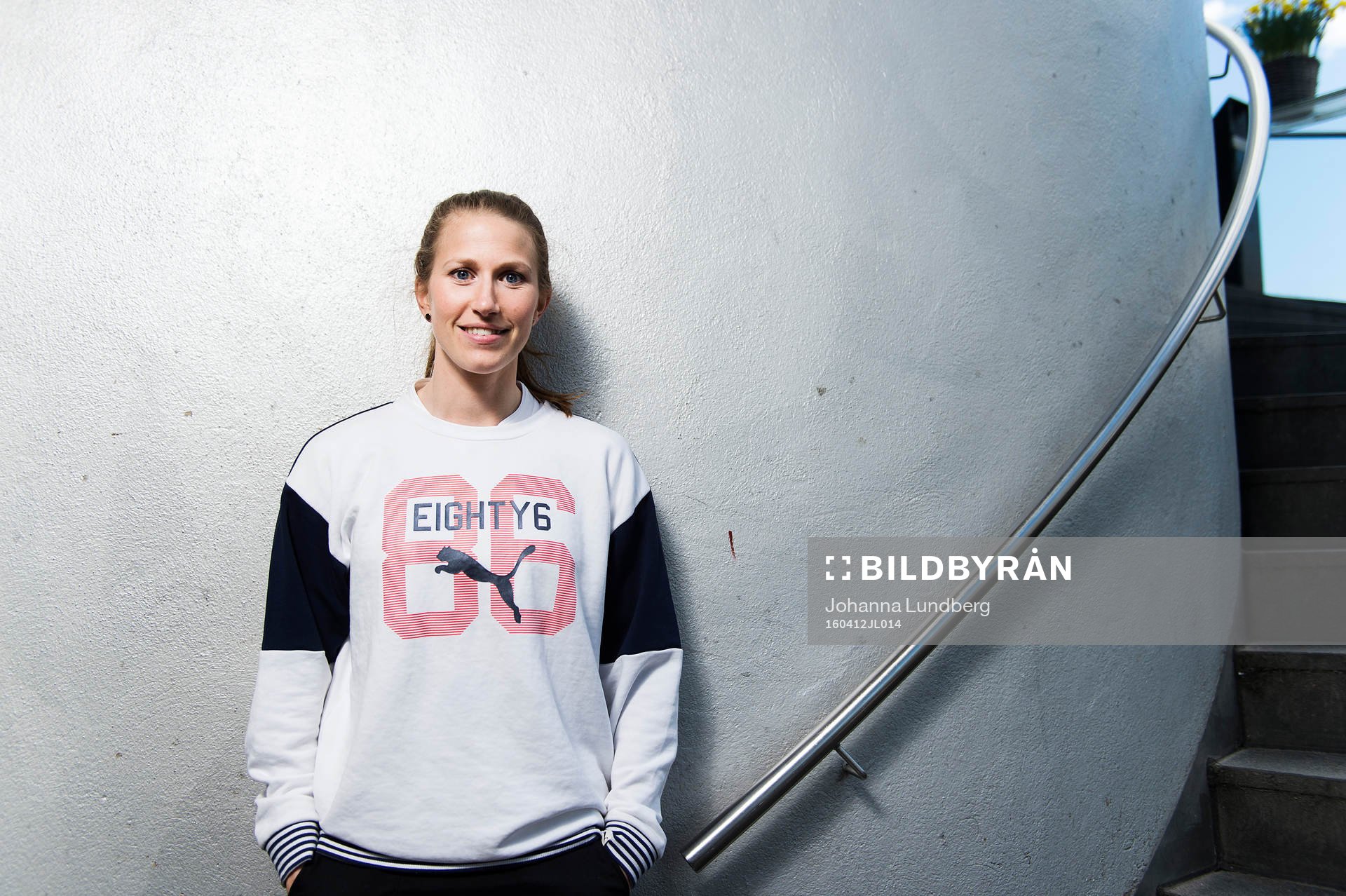 Emma Berglund, Rosengård, poserar för ett porträtt under upptaktsträffen för damallsvenskan i fotboll den 12 april 2016 i Stockholm. 