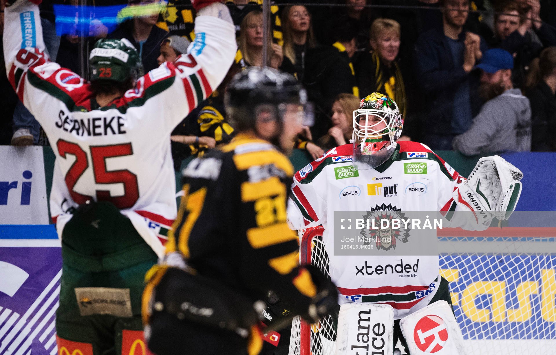 Frölundas Oliver Lauridsen och målvakt Johan Gustafsson