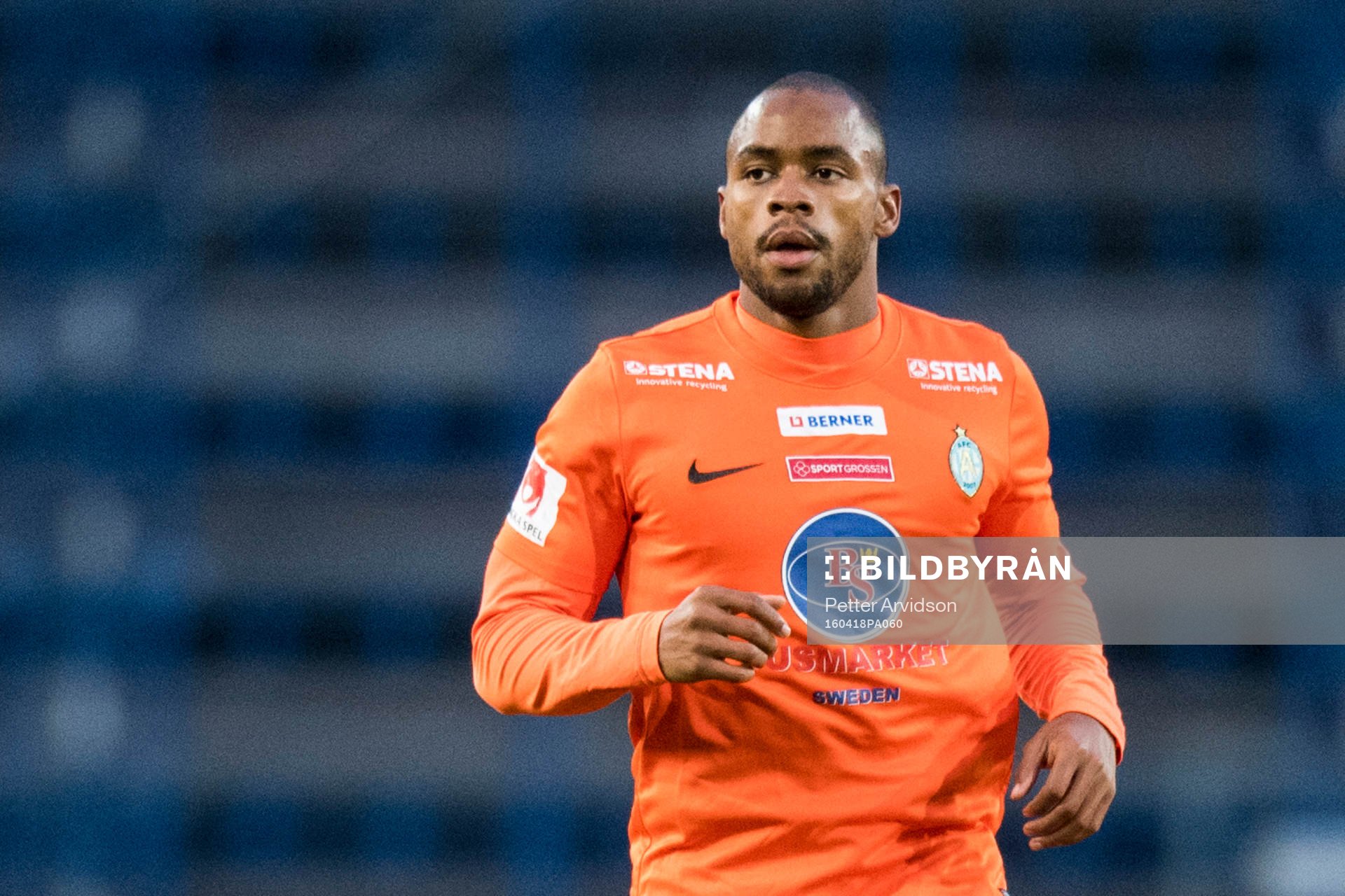 Athletics Tristan Bowen under fotbollsmatchen i Superettan mellan Trelleborg och AFC United den 18 april 2016 i Trelleborg.