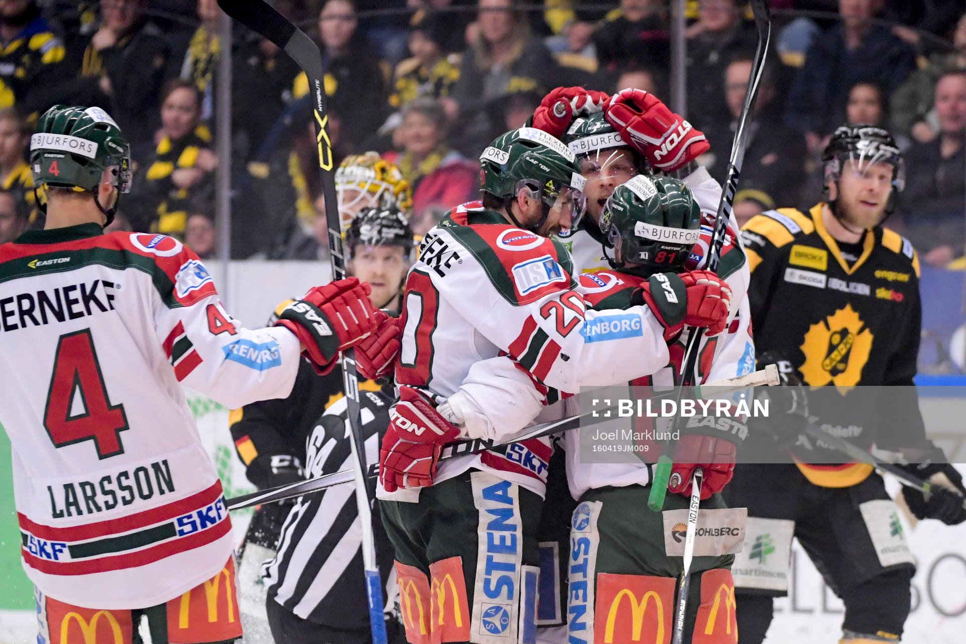 Frölundas Jacob Larsson, Joel Lundqvist, Joey Crabb och