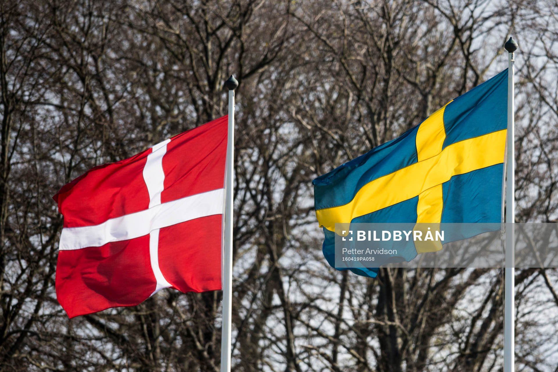 Danska och Svenska flaggan sida vid sida