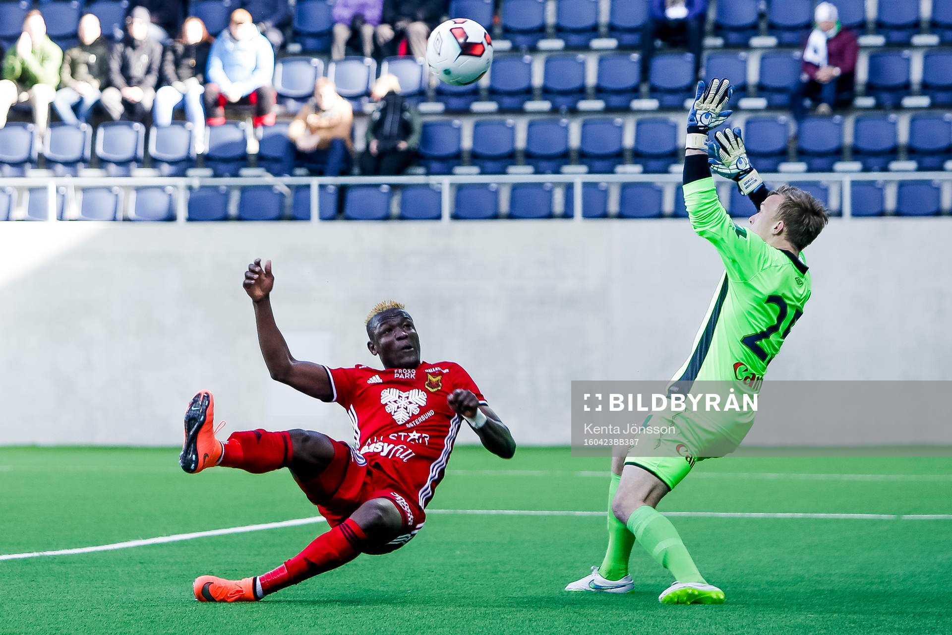 Östersunds Abdullahi Gero med en målchans framför Gefles