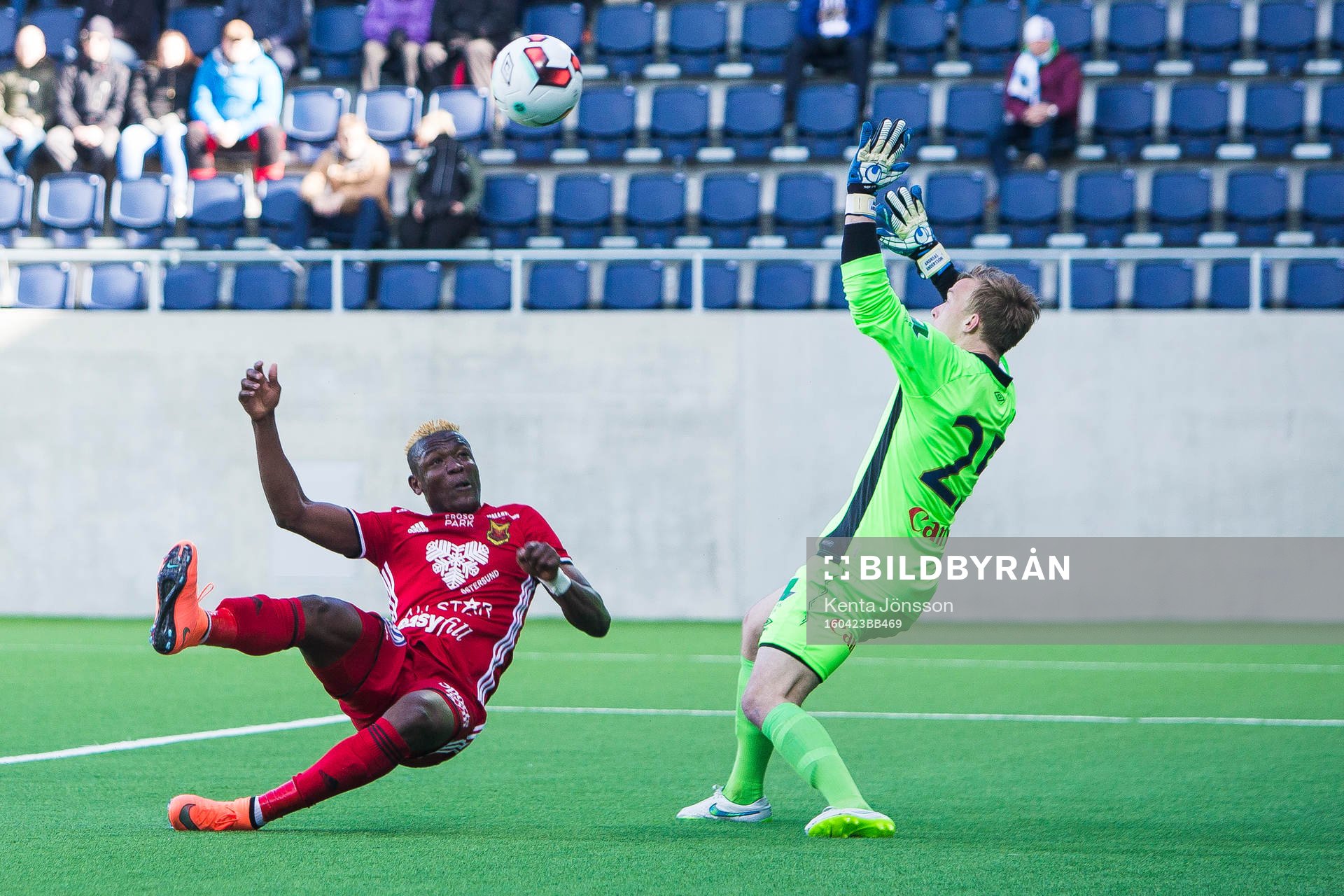 Östersunds Abdullahi Gero med en målchans framför Gefles
