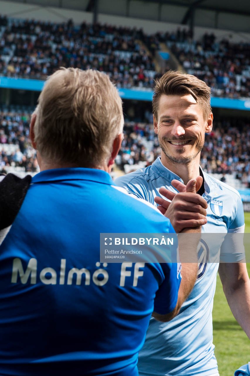 Malmö FFs Markus Rosenberg och materialförvaltare Swidde