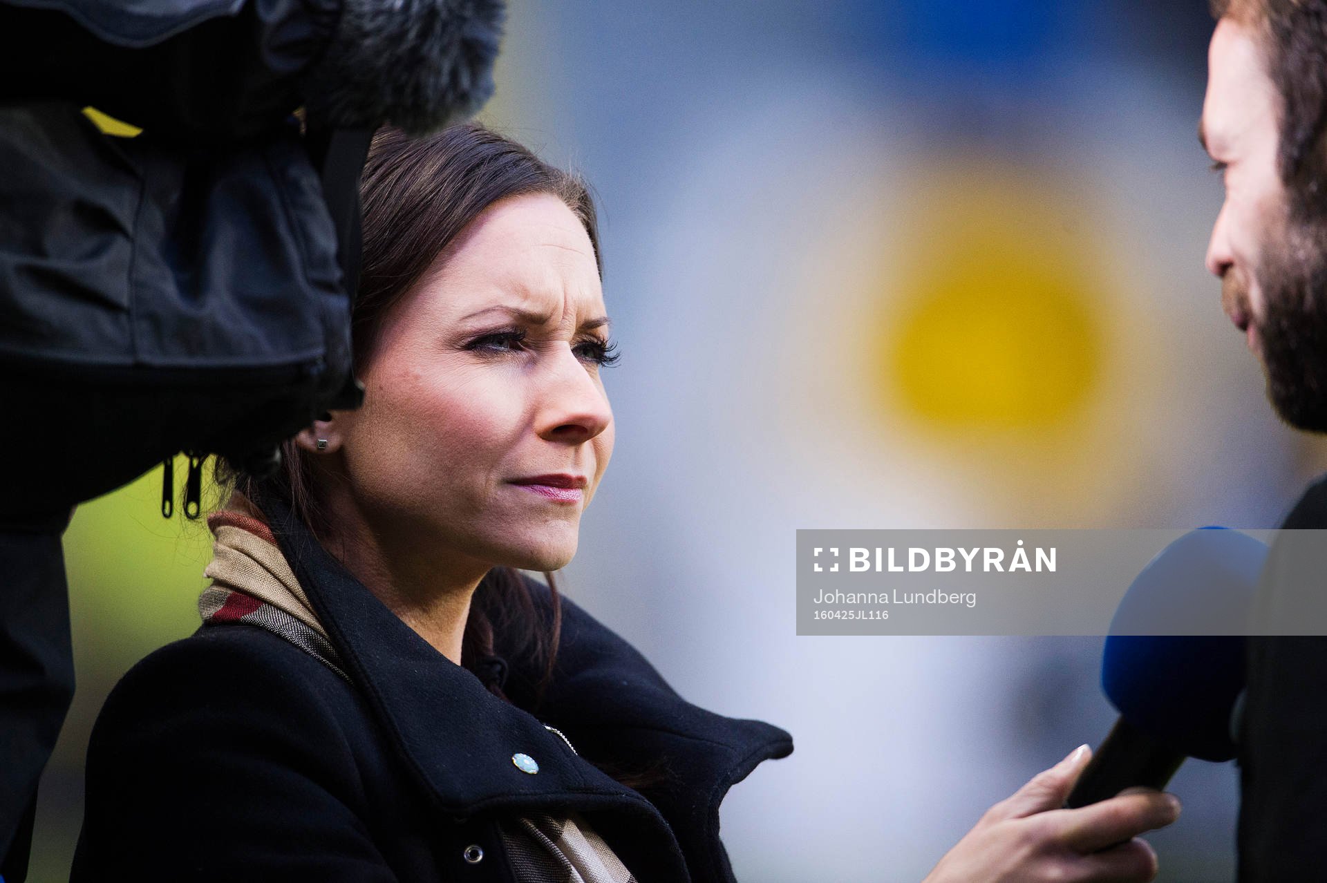 Cmores Camilla Nordlund under fotbollsmatchen i Allsvenskan mellan AIK och Elfsborg den 25 april 2016 i Stockholm. 