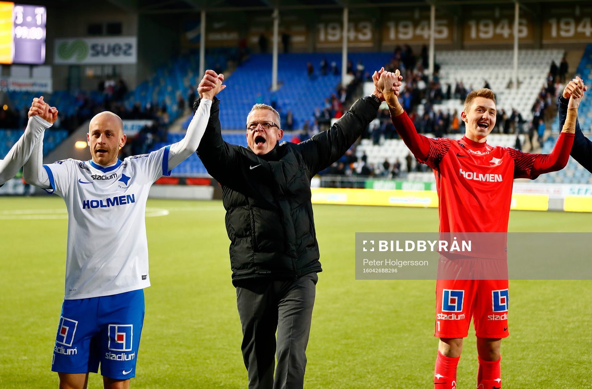 Norrköpings Daniel Sjölund, tränare Jan Andersson och