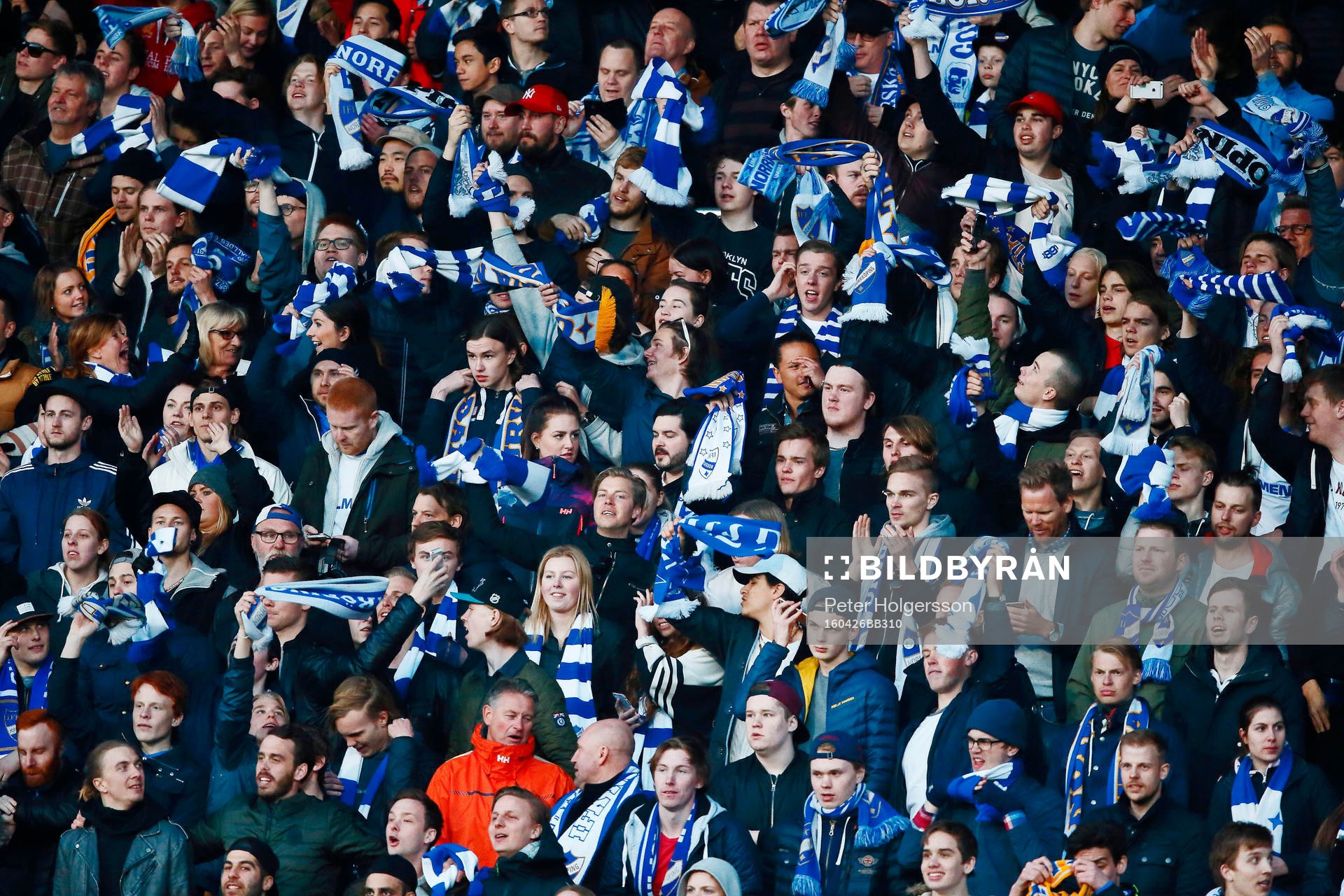 Norrköpings supporters under fotbollsmatchen i Allsvenskan mellan Norrköping och Hammarby den 26 april 2016 i Norrköping.