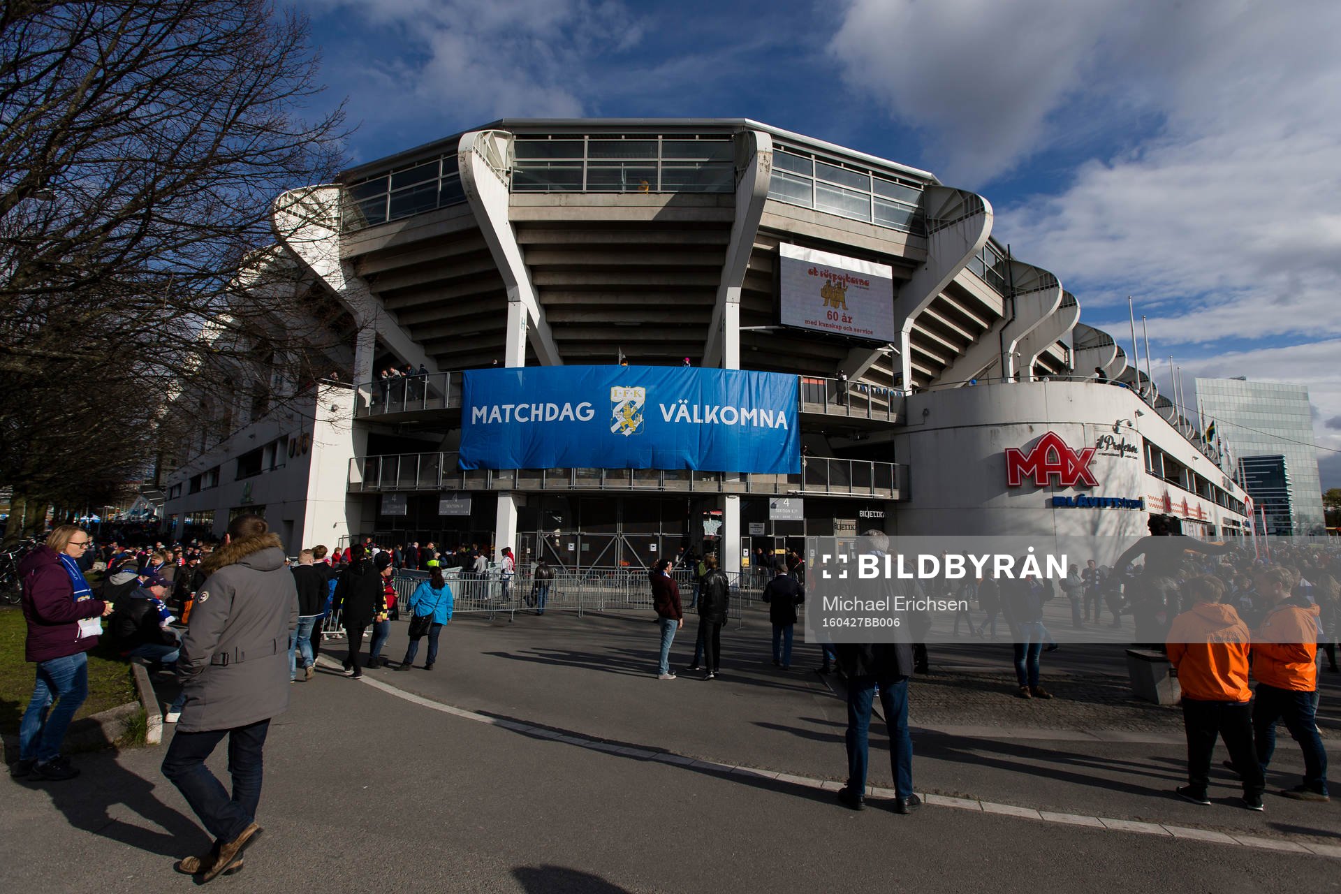 Gamla Ullevi exteriört innan fotbollsmatchen i Allsvenskan