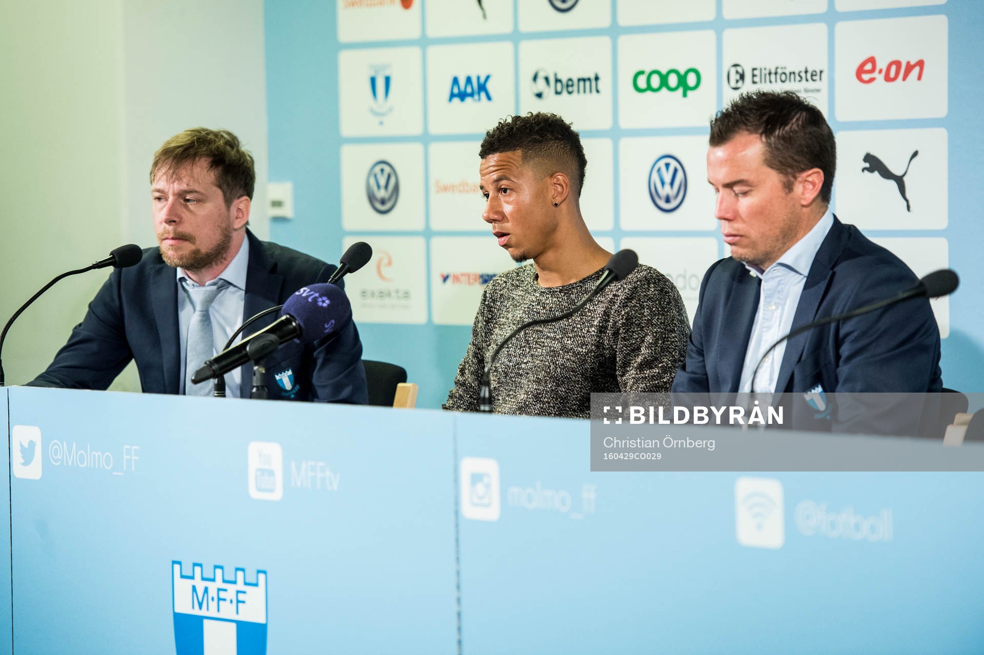 Presschef Peter Åhlander, Tobias Sana och Sportchef Daniel