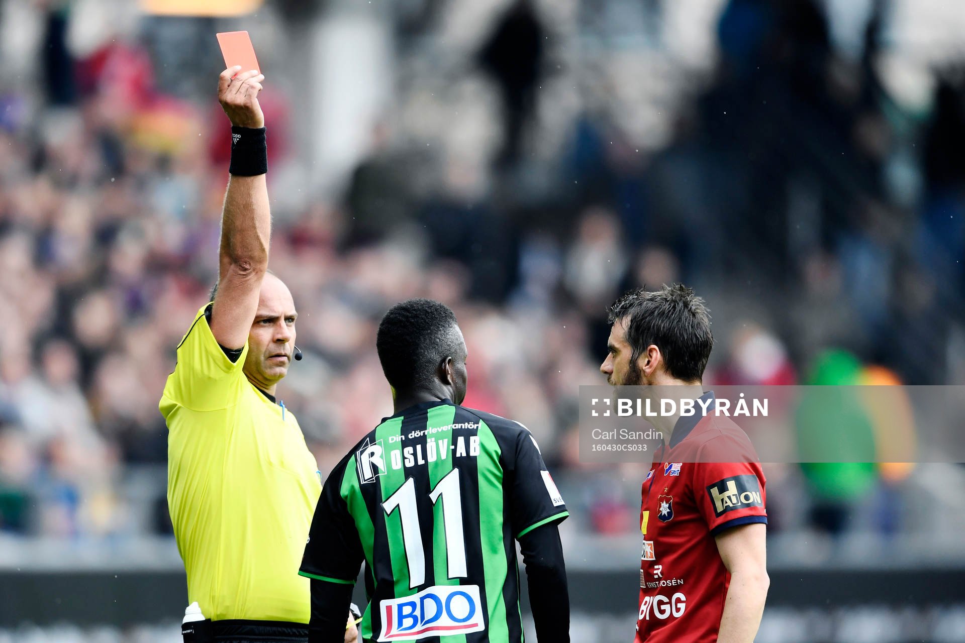 GAIS Kieron Cadogan tilldelas ett rött kort