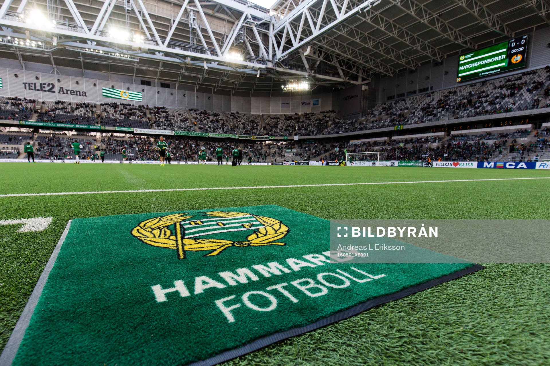 Generell vy över Tele2 Arena innan fotbollsmatchen i Allsvenskan mellan Hammarby och Sundsvall den 1 maj 2016 i Stockholm. 