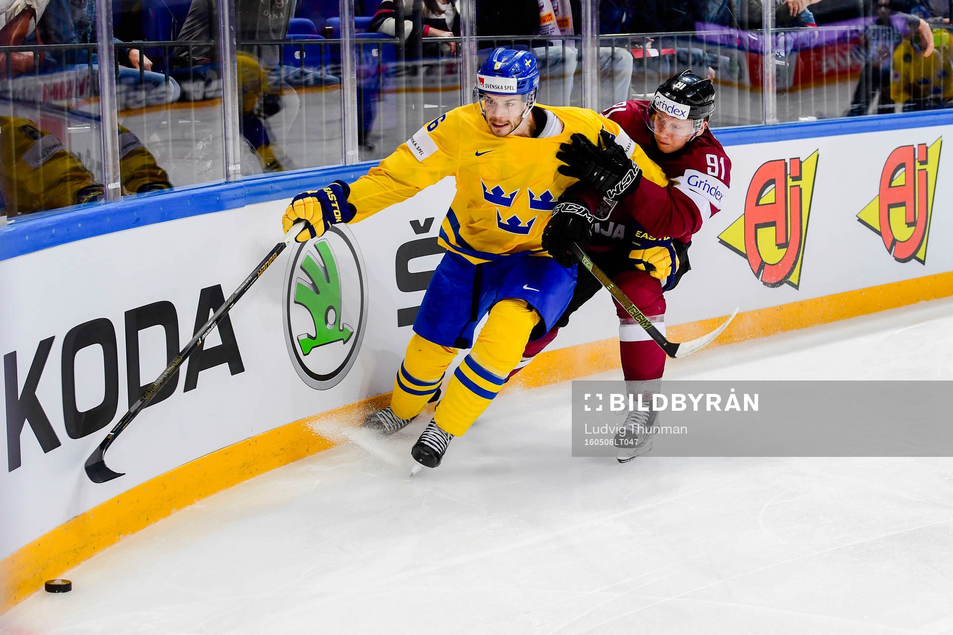 Sveriges Oscar Fantenberg och Lettlands Ronalds Kenins