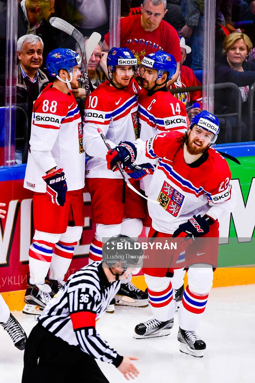 Tjeckiens David Pastrnak ,Roman Cervenka, Lukas Kaspar  och