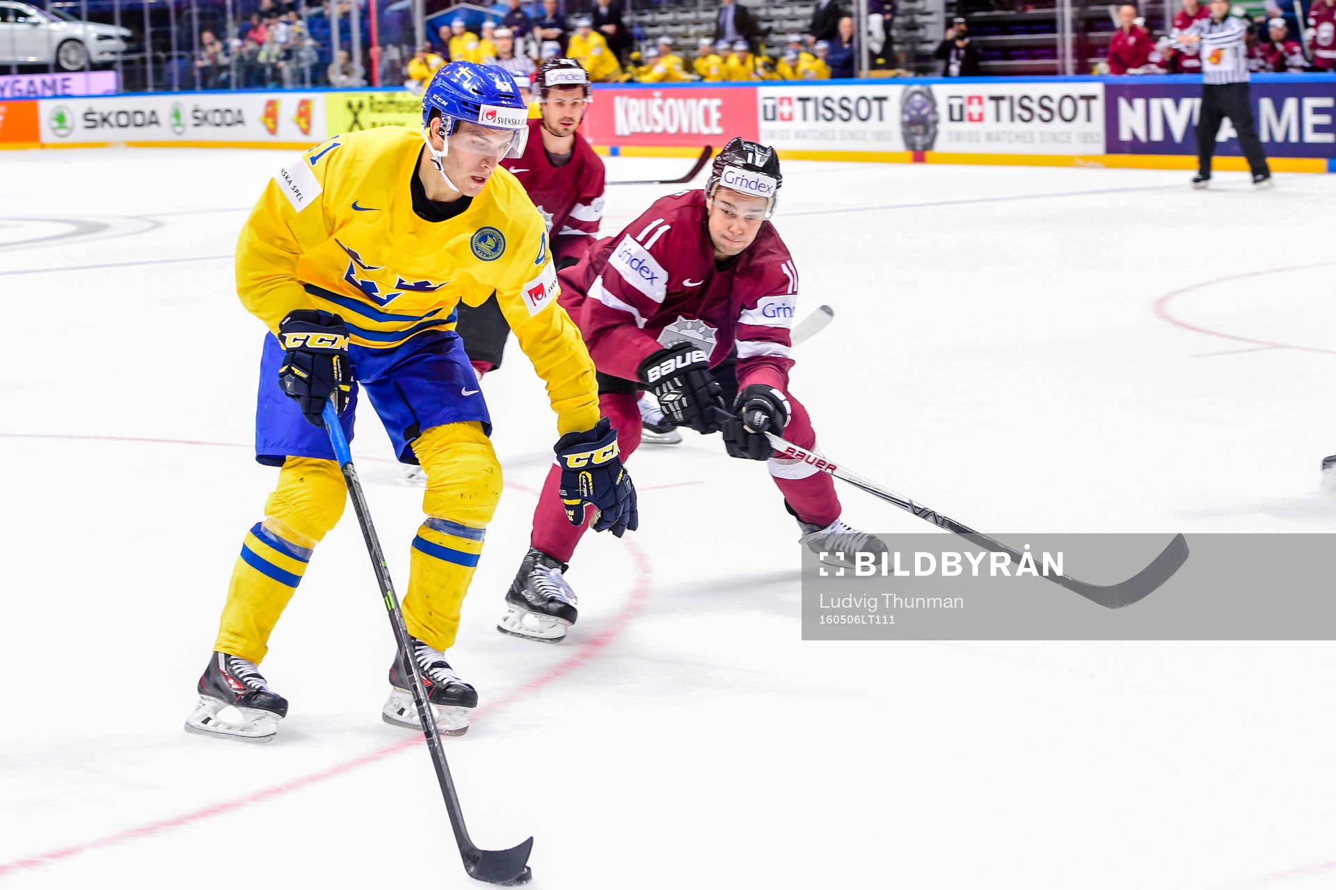 Sveriges Alexander Wennberg och Lettlands Kristaps Sotnieks