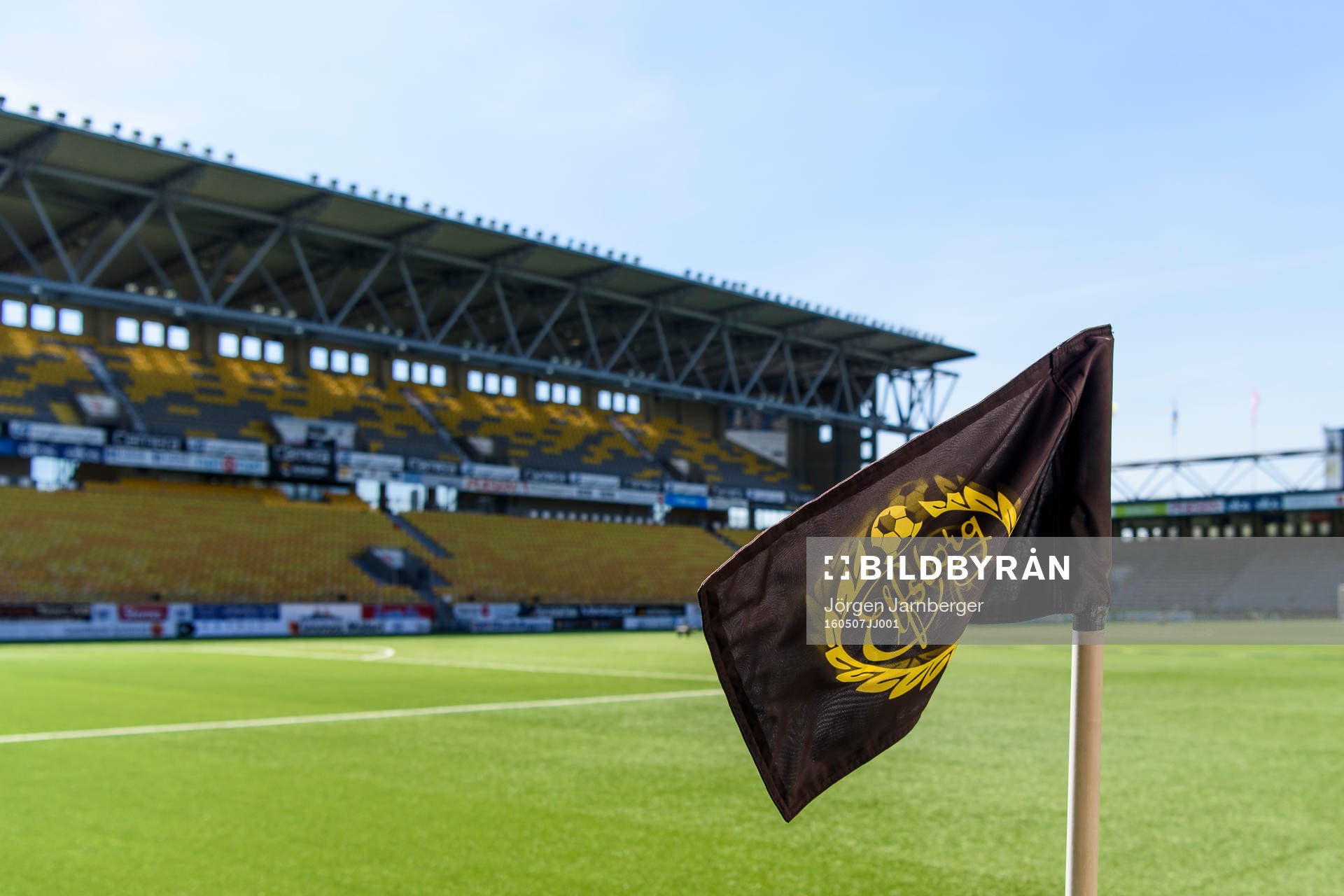 Elfsborgs hörnflagga på Borås arena under fotbollsmatchen i Allsvenskan mellan Elfsborg och Gefle den 7 maj 2016 i BORÅS.