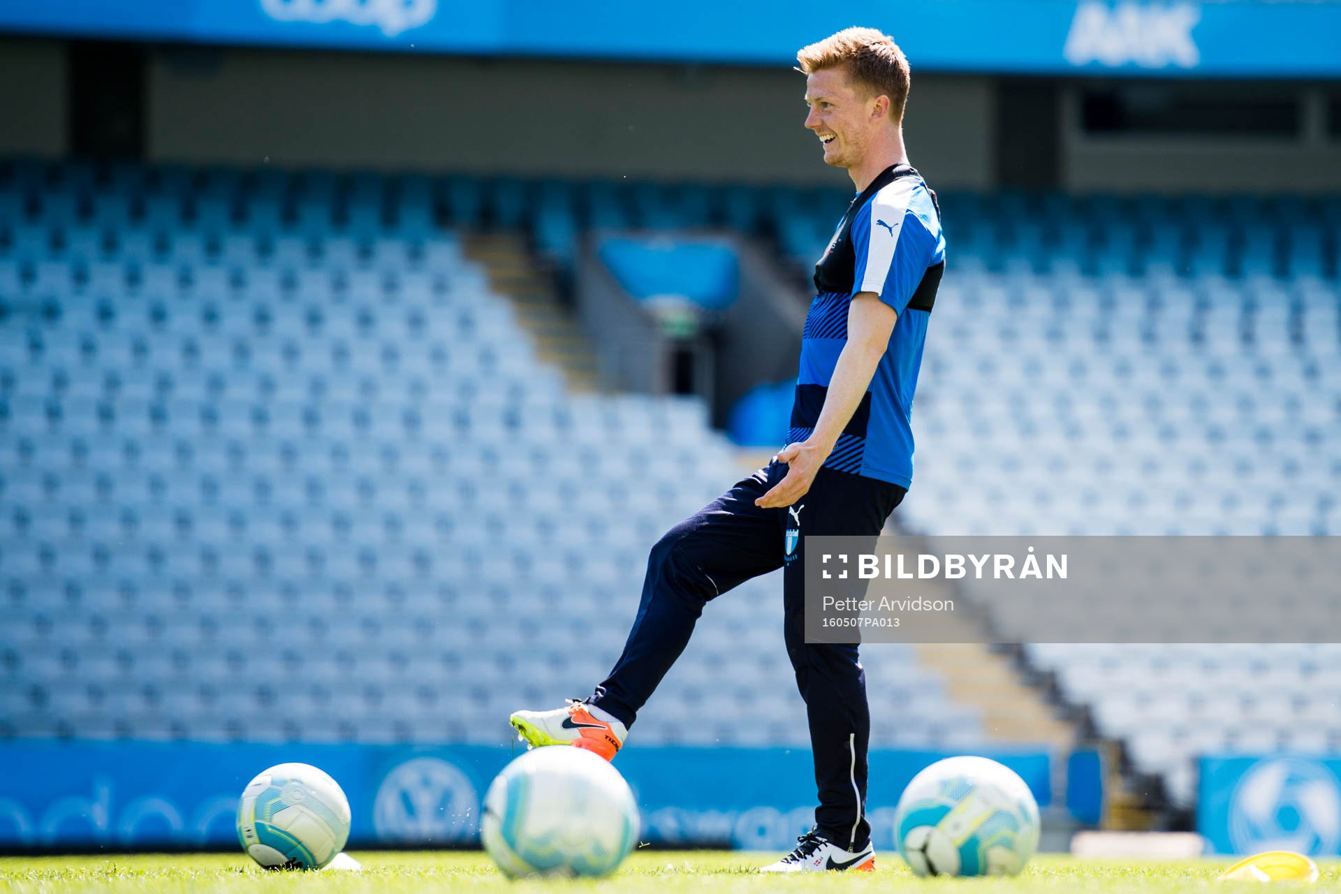 Anders Christiansen under en fotbollsträning med Malmö FF den 7 maj 2016 i Malmö.
