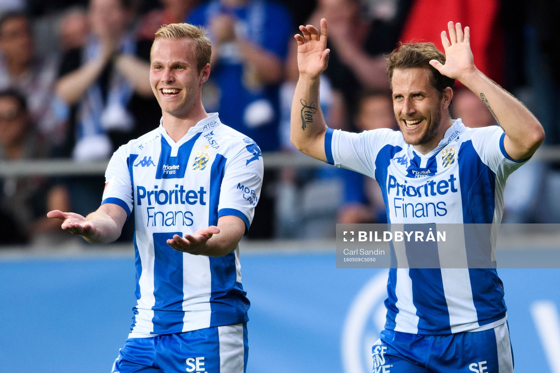 IFK Göteborgs Gustav Engvall och Tobias Hysén jublar